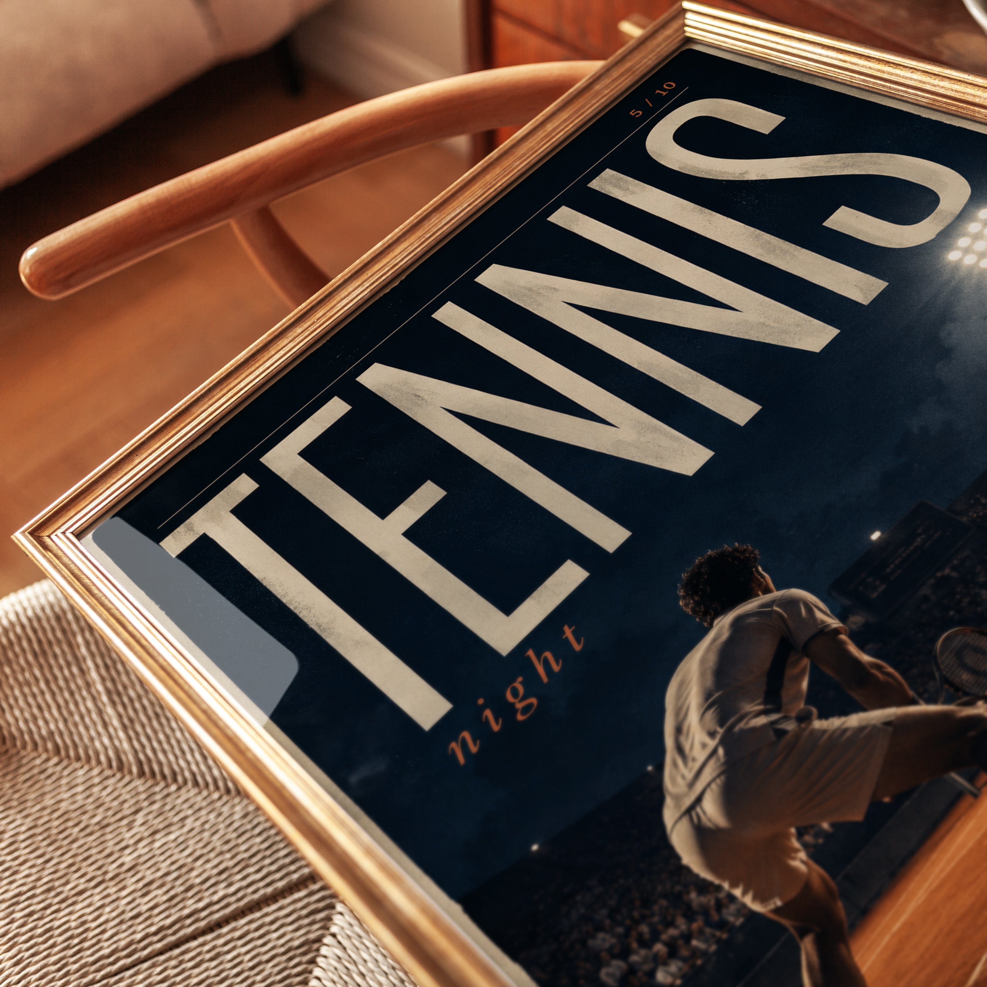 Tennis Night Poster: Vintage Sports Typography Wall Art - detail