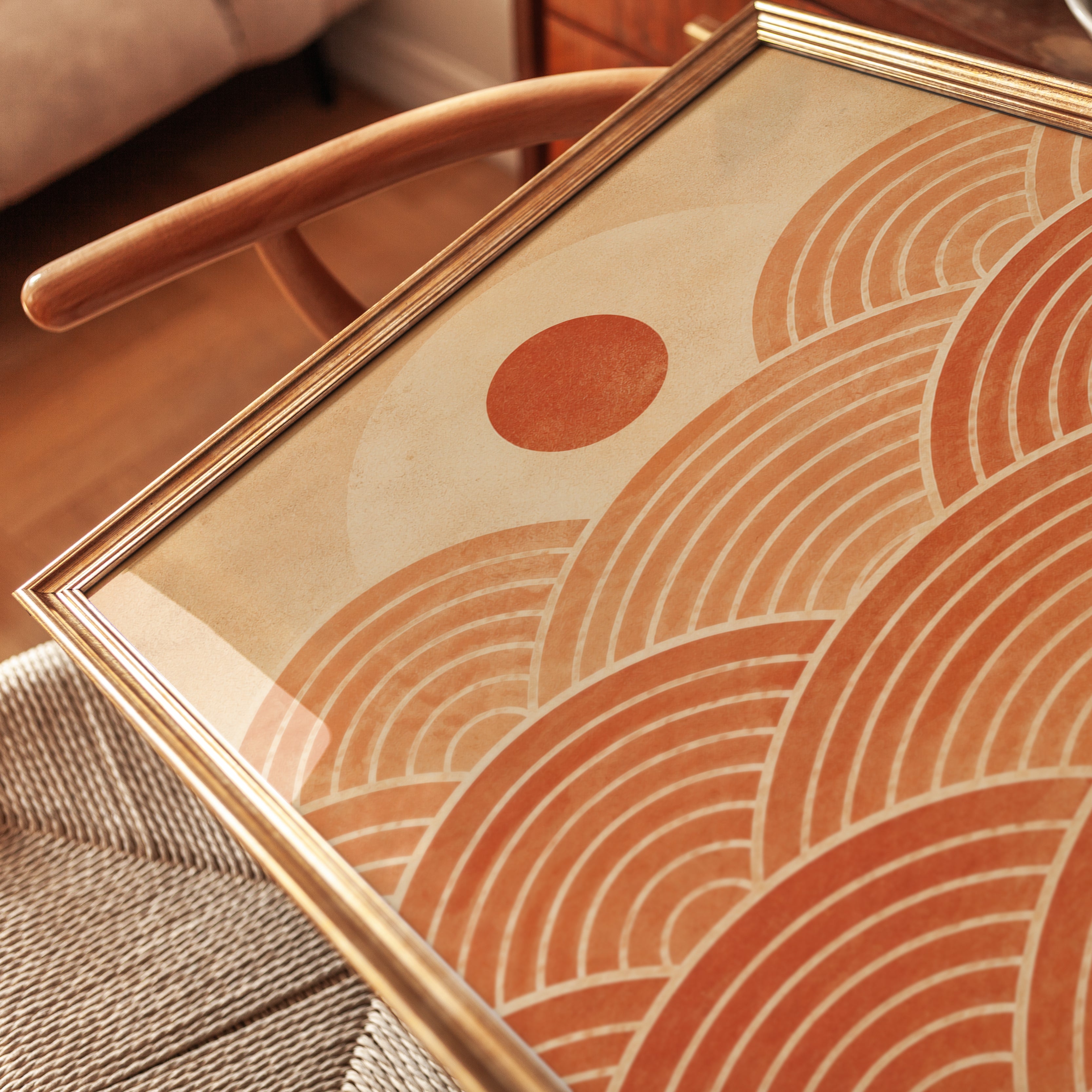 Japanese Wave Pattern Print – Geometric Sun - detail