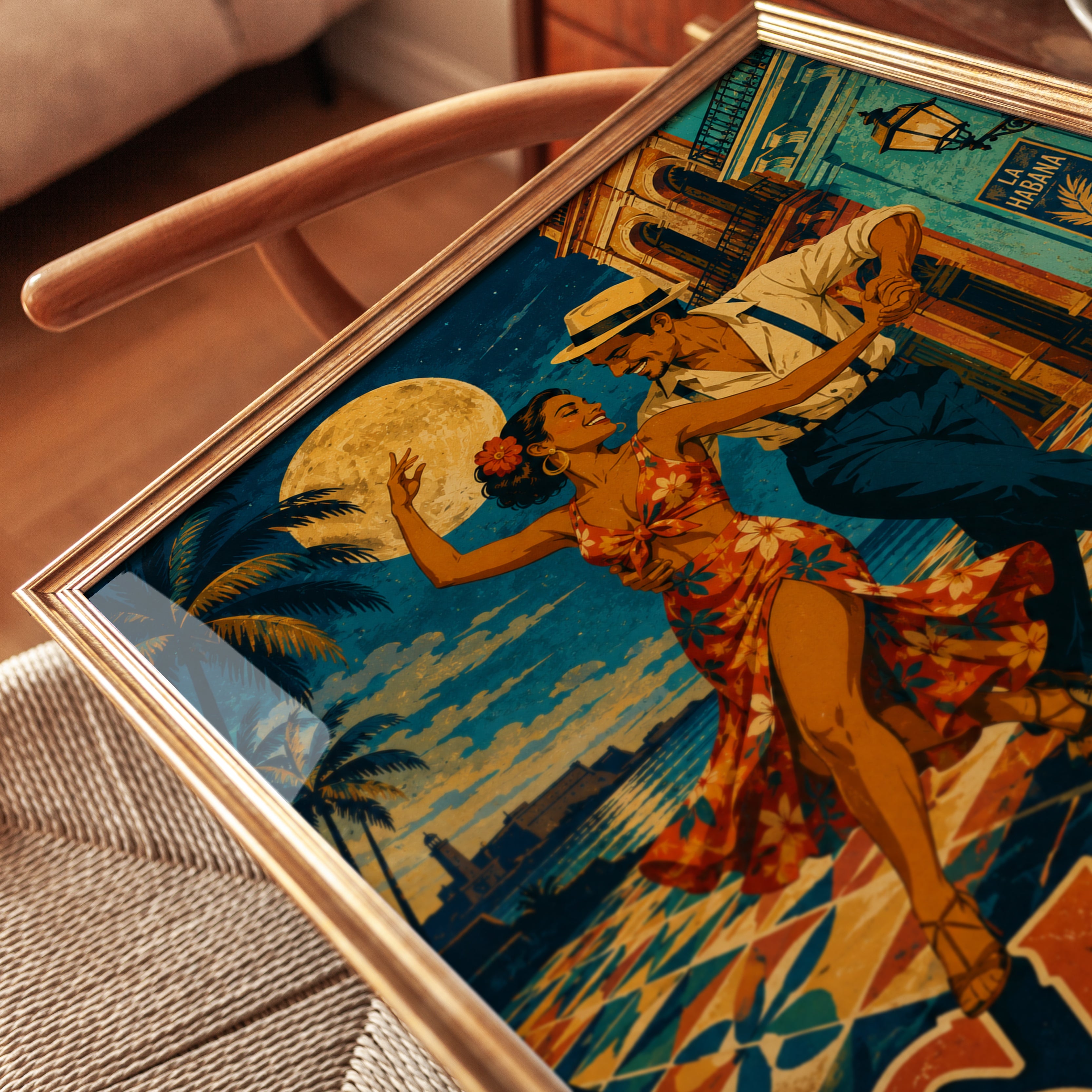 Cuban Salsa Poster – Havana Travel Print - detail