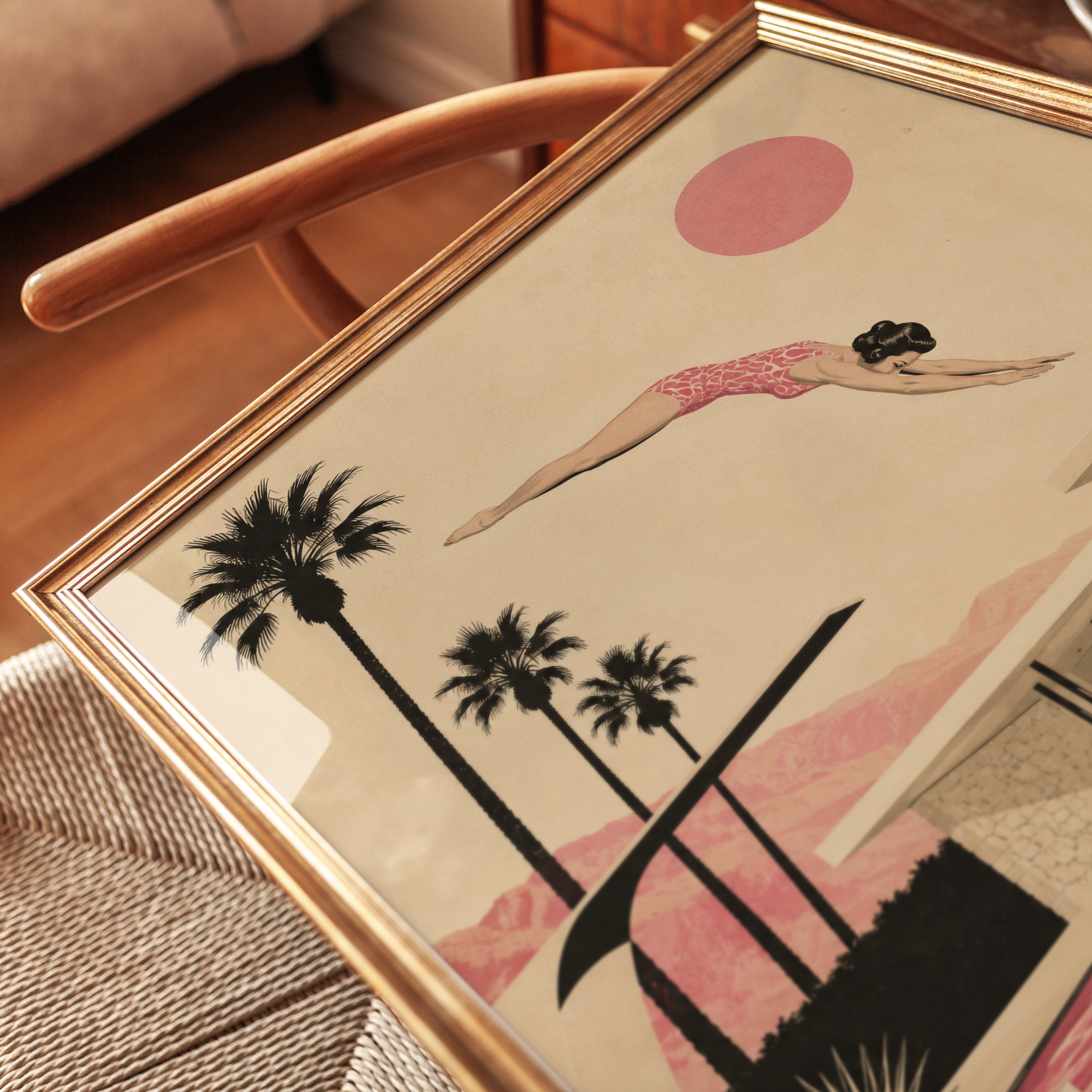 Mid Century Modern Pool Poster - detail