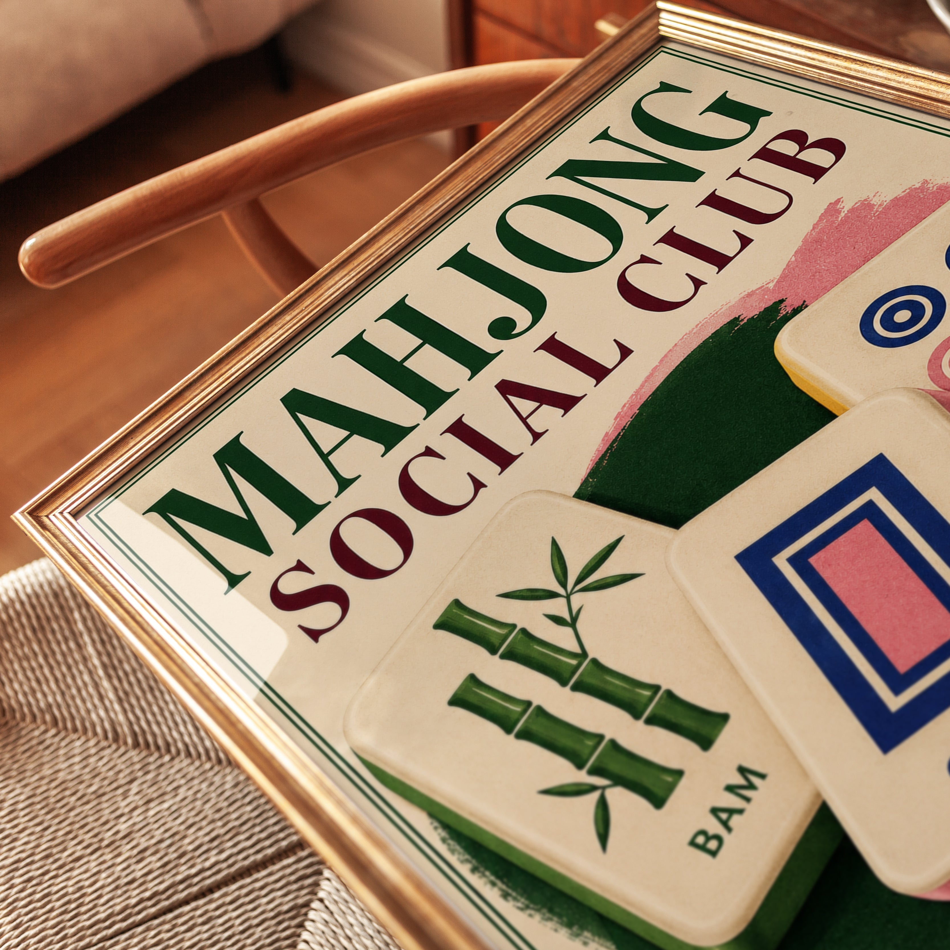 Game Room Wall Art – Mahjong Social Club Print - detail