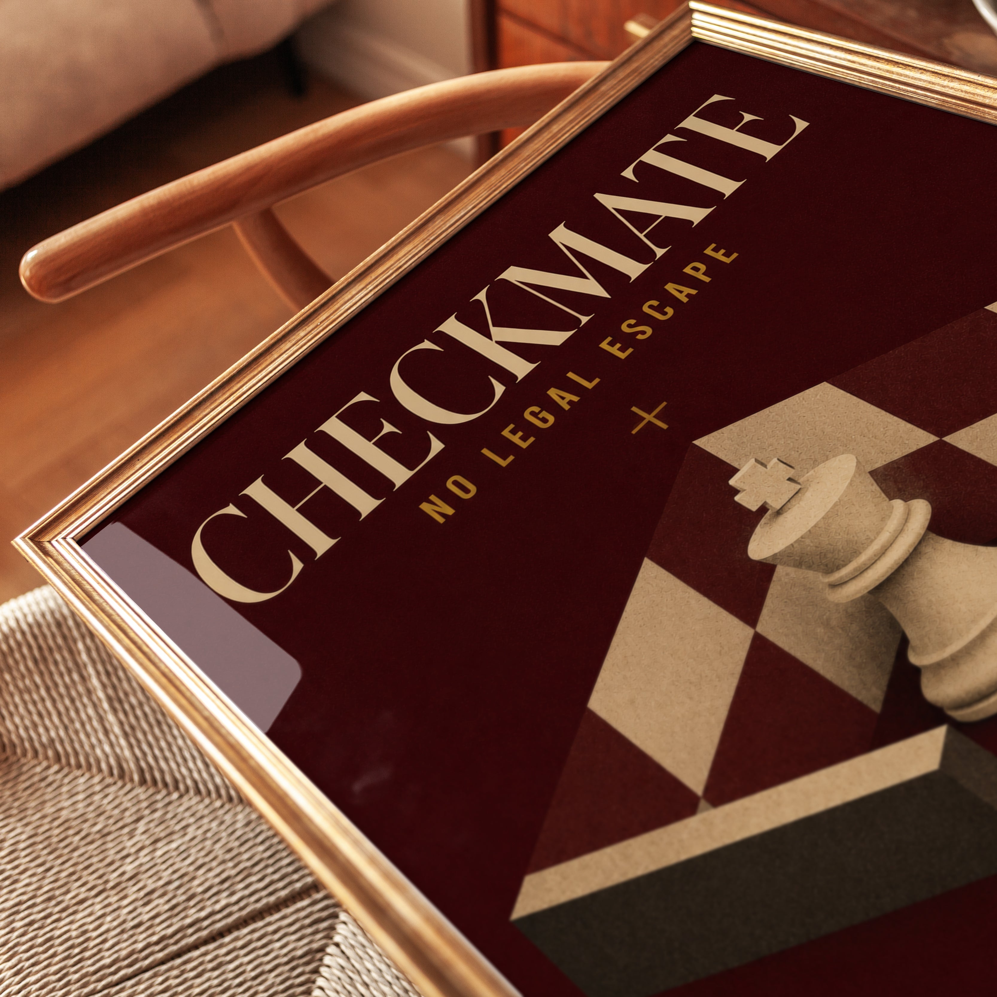 Chess Checkmate Art Print: Vintage Isometric Strategy Poster - detail