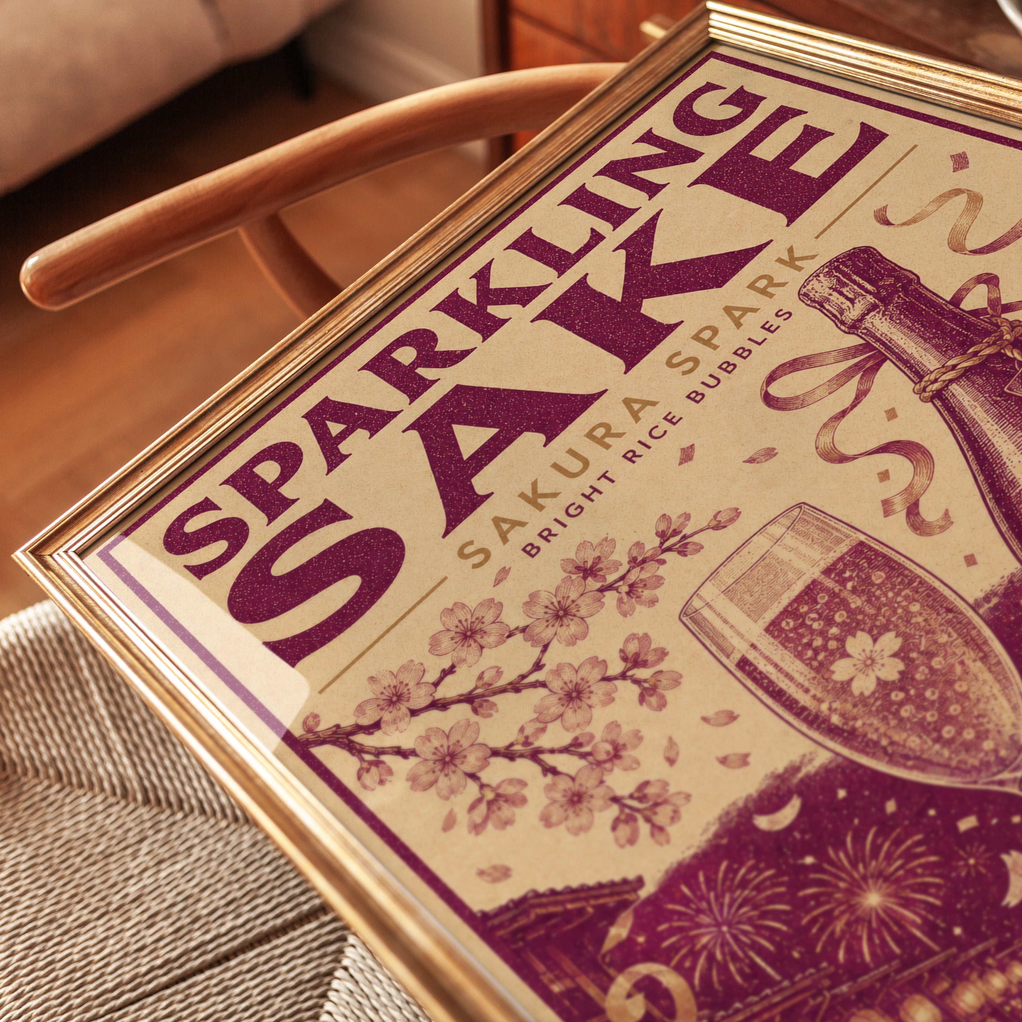 Japanese Sake Wall Art: Retro Vintage Poster - detail