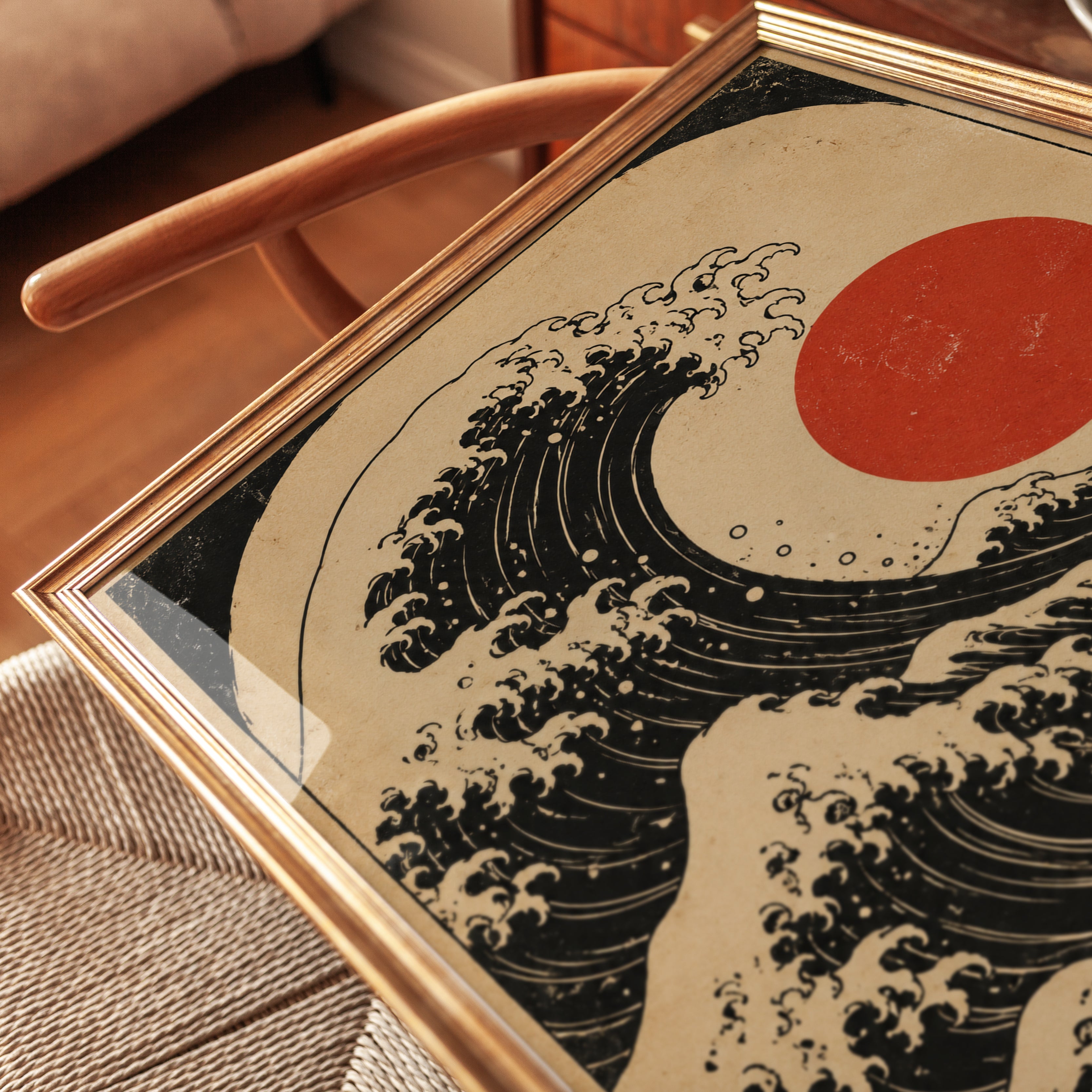 Vintage Japanese Wave Art Print - detail