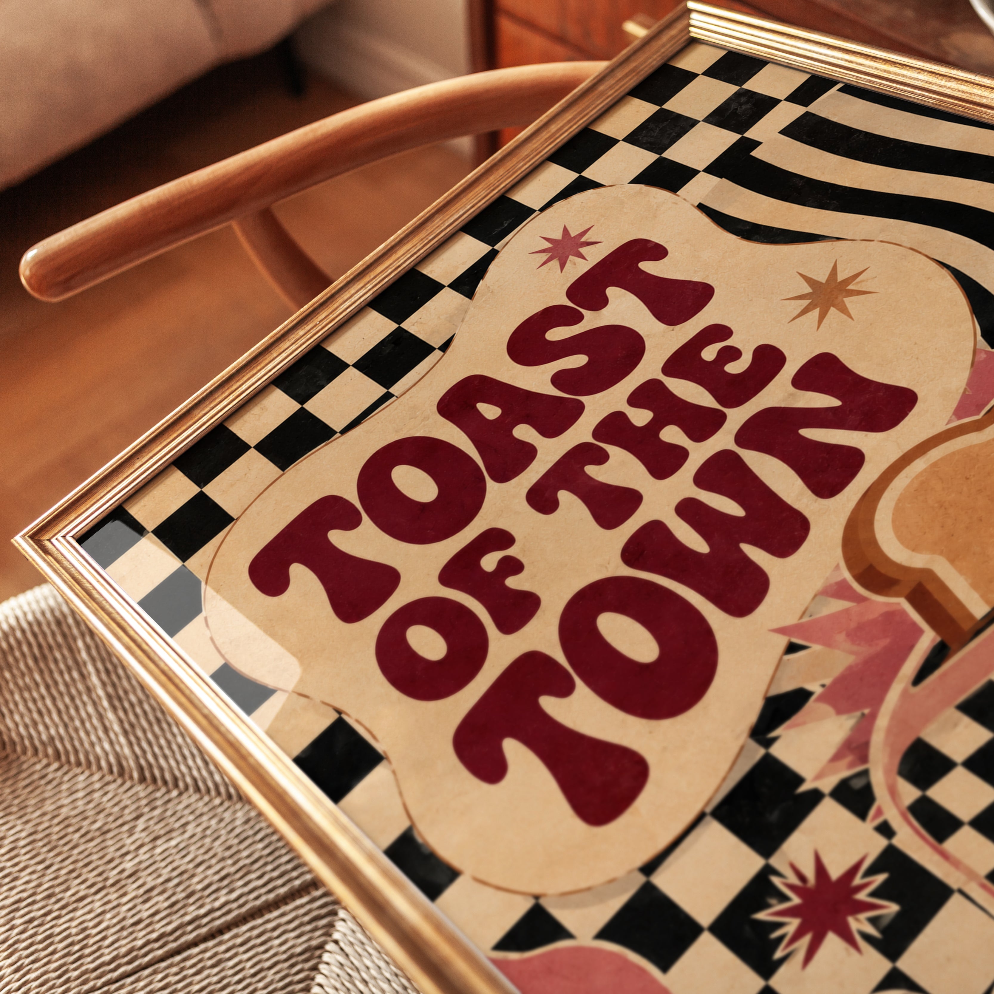 Retro Toaster Print: 1970s Checkered Pattern - detail