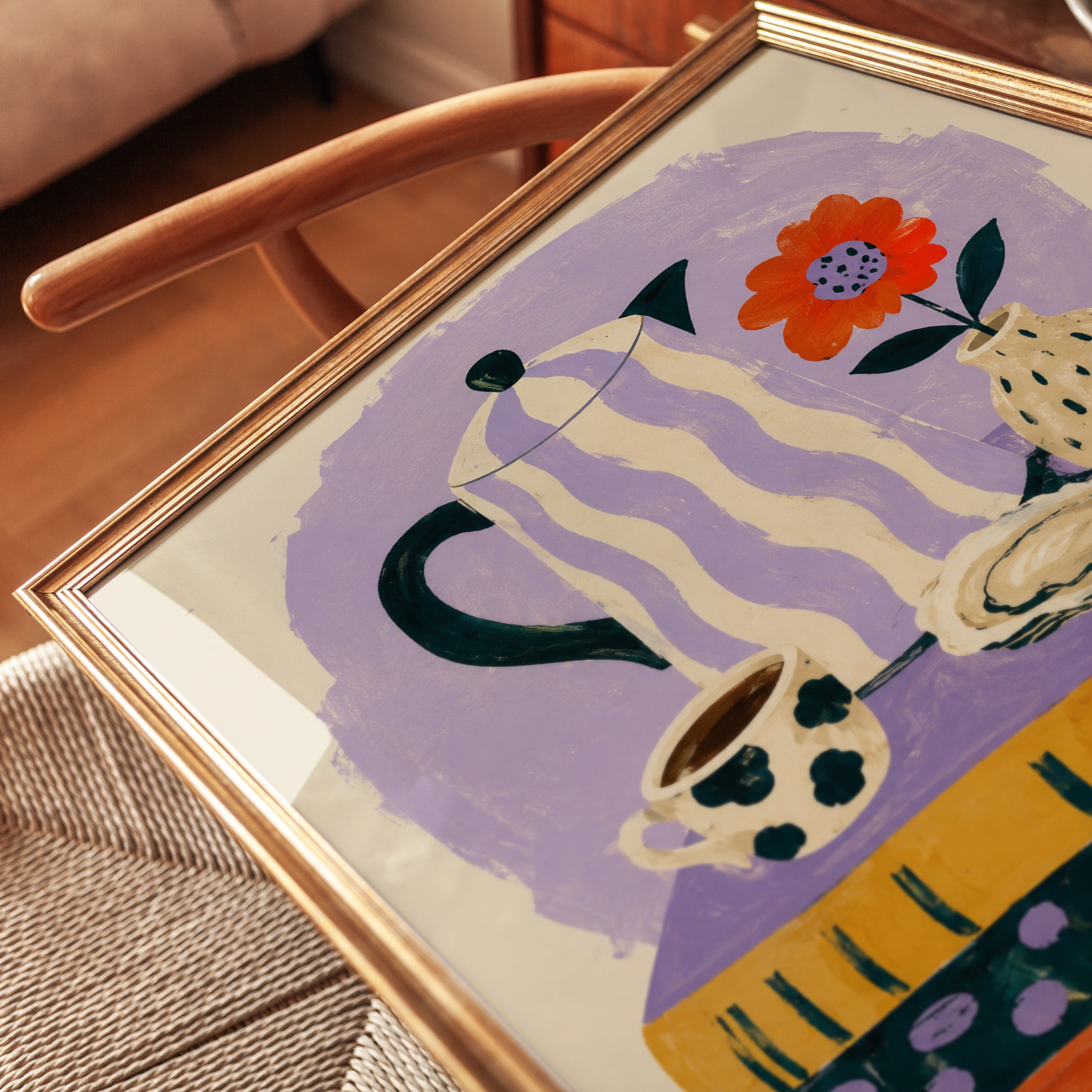 Coffee and Books Wall Art – Still Life Print - detail