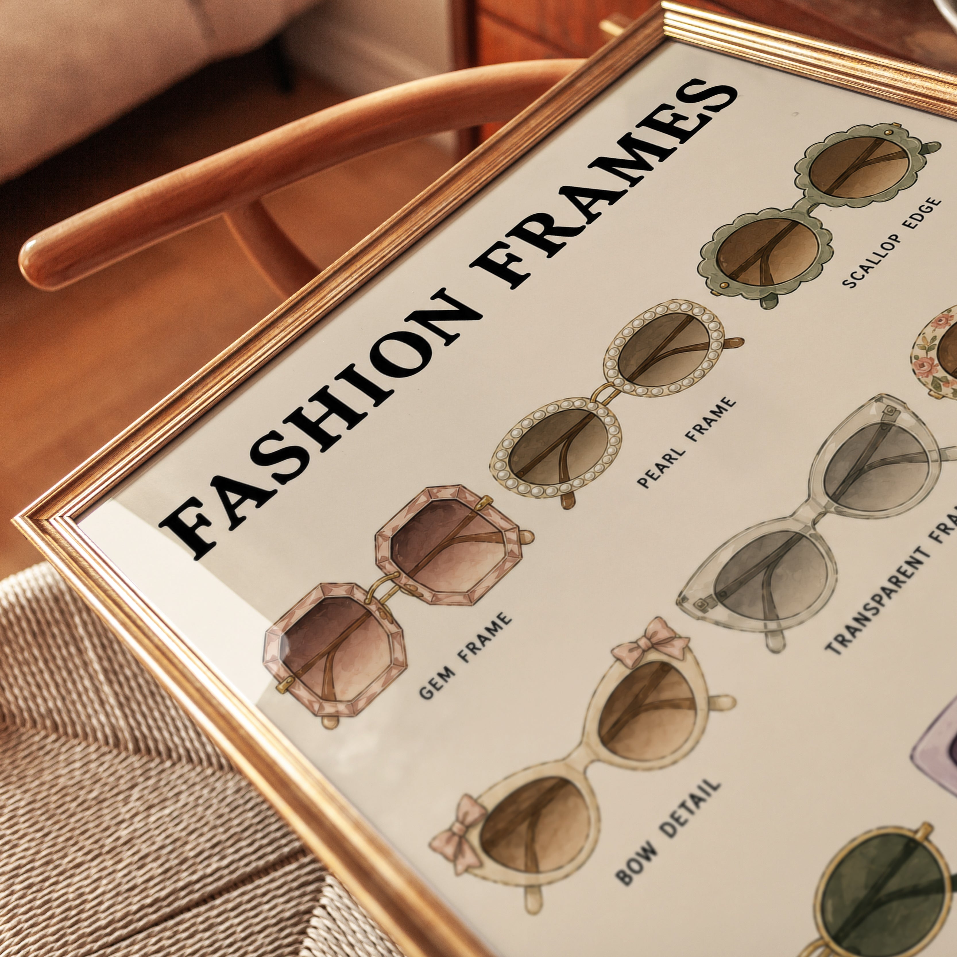 Fashion Frames Art Print: Vintage Sunglasses Collection Guide - detail