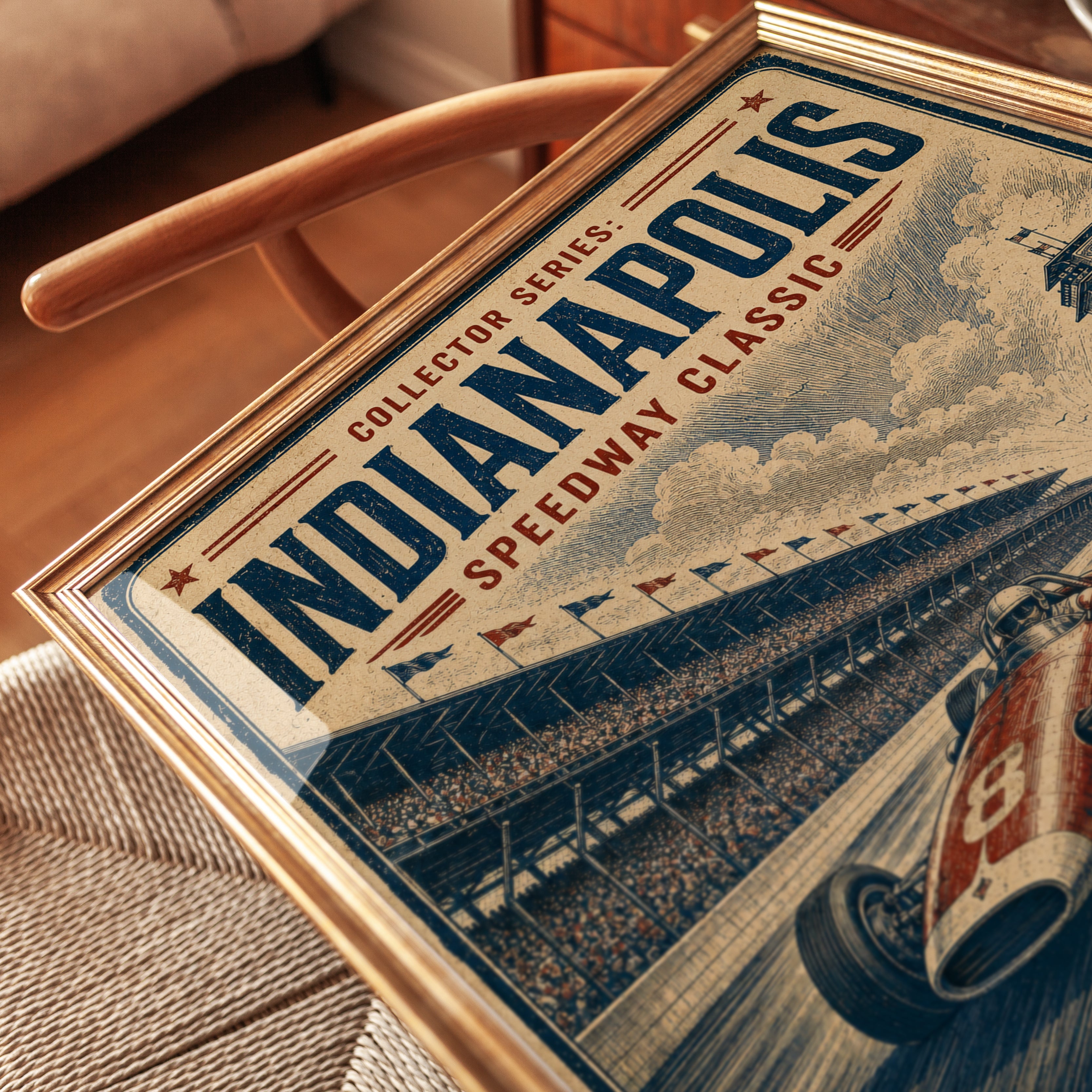 Indianapolis Speedway Vintage Print — Retro Racing Poster - detail