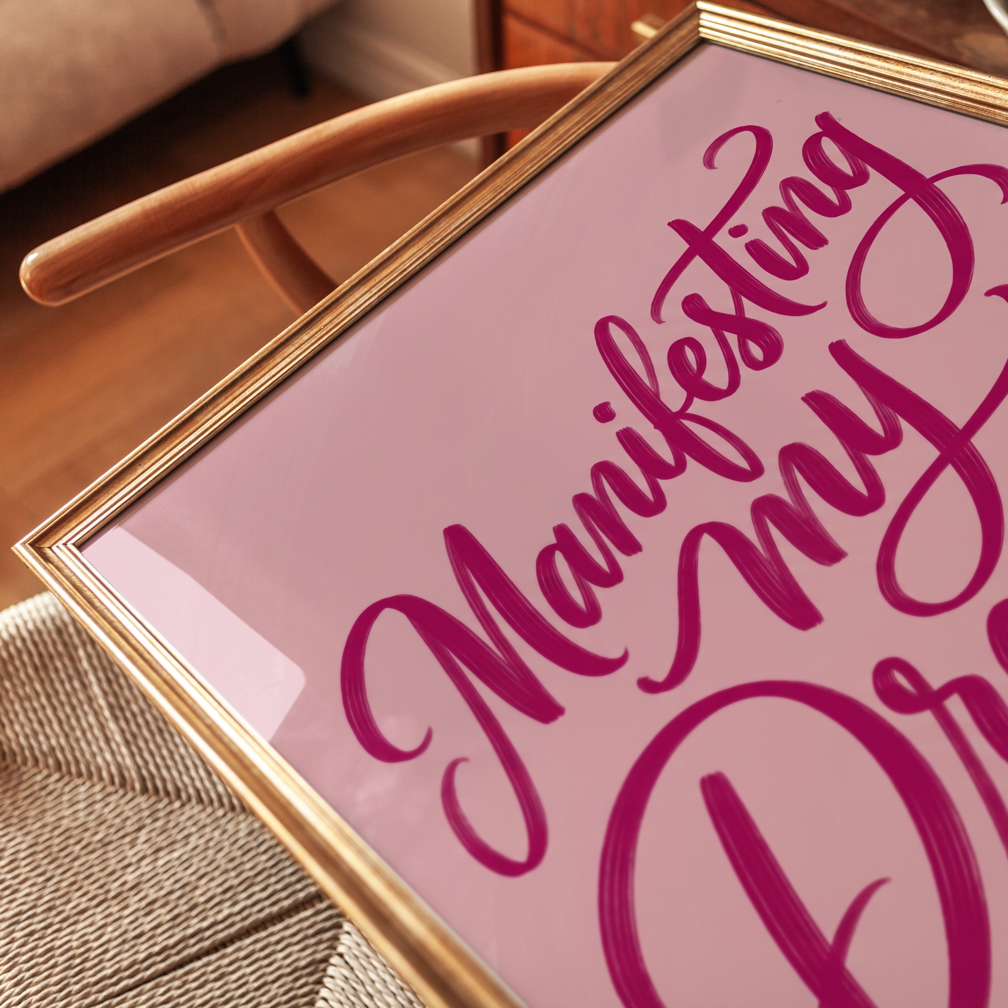 Motivational Quote Print: Manifesting My Dreams (Pink - detail
