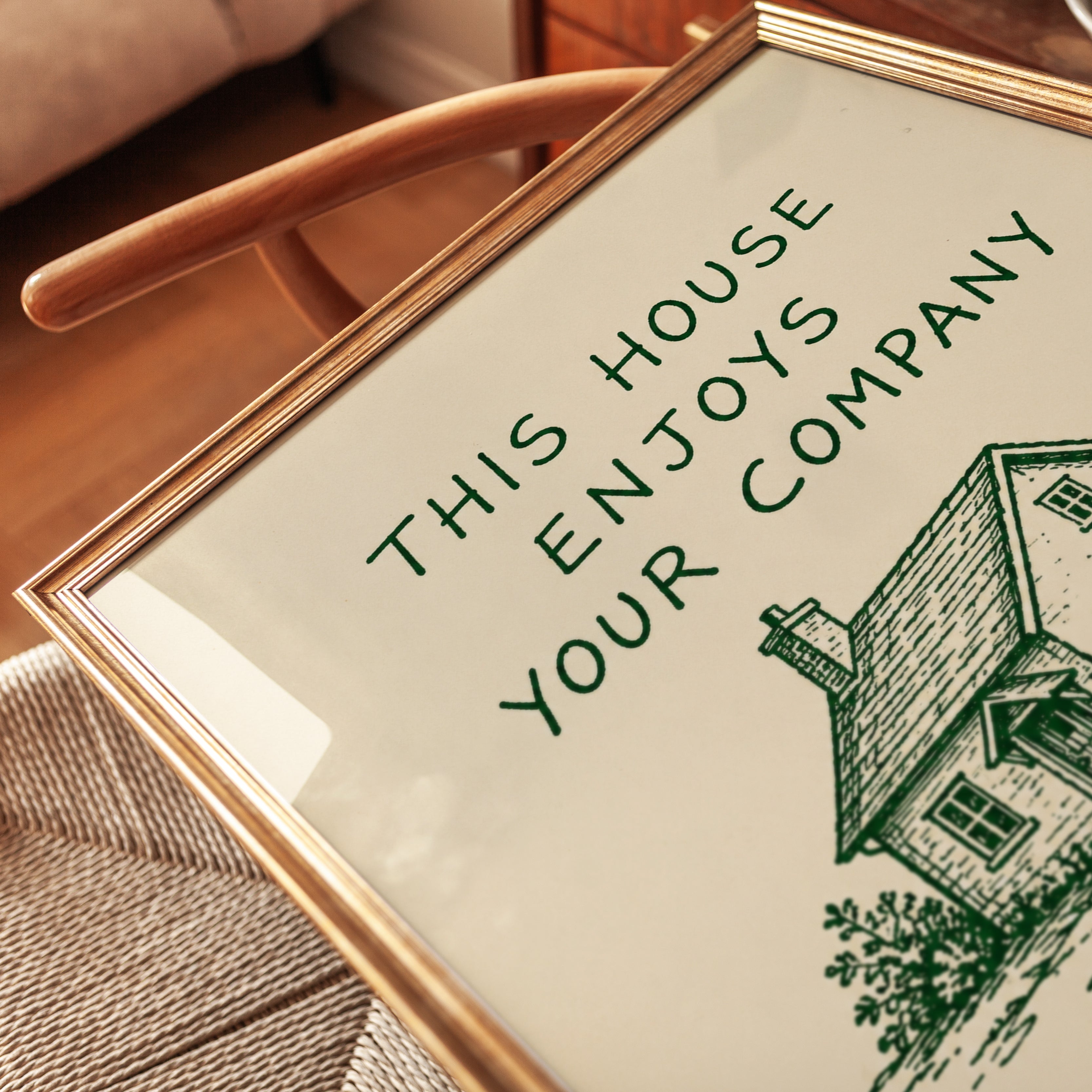 Home Illustration Print: Cozy Cottagecore Quote (A4 and Larger Sizes) - detail