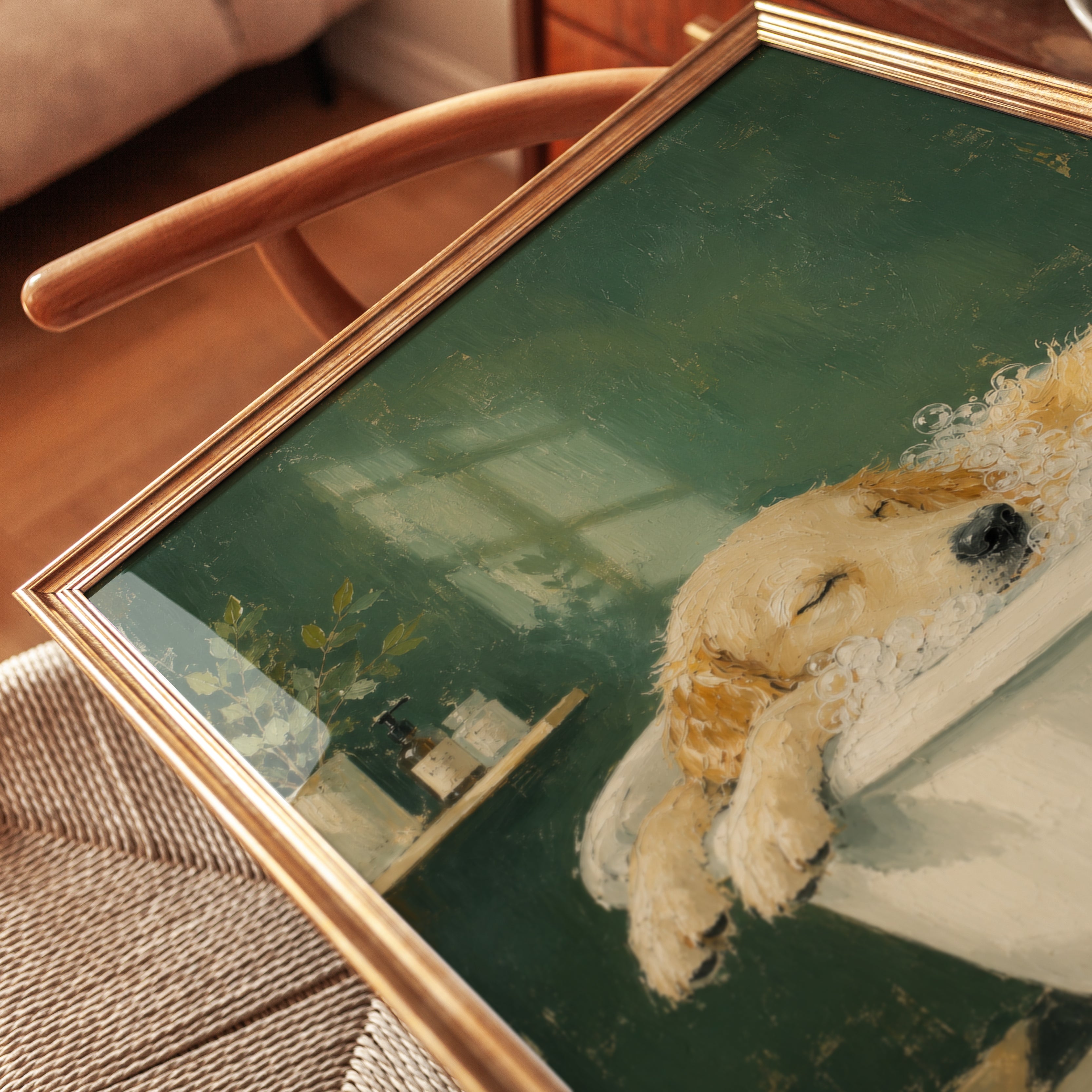 Golden Retriever Bath Print - detail