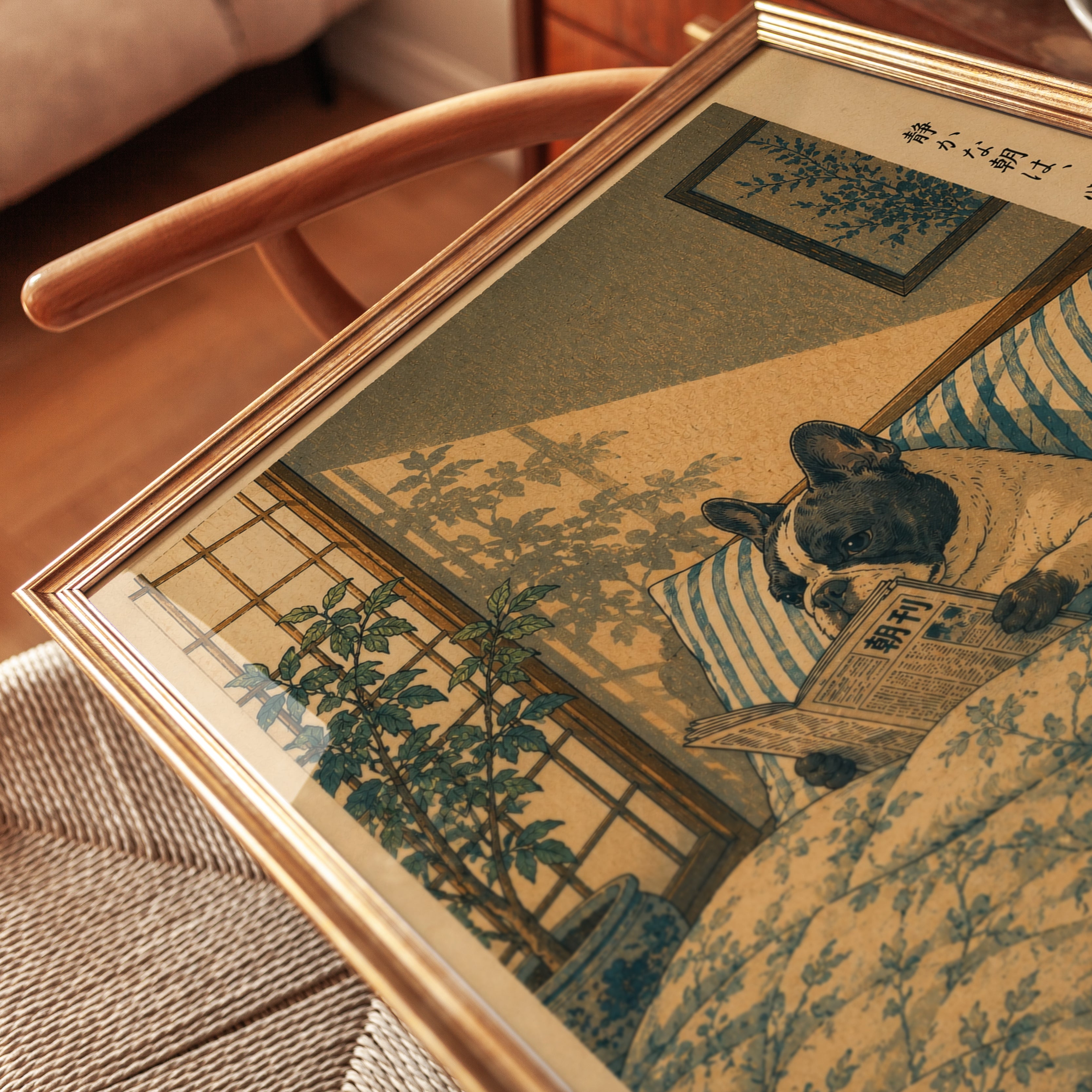 Japanese Dog Bedroom Art - detail