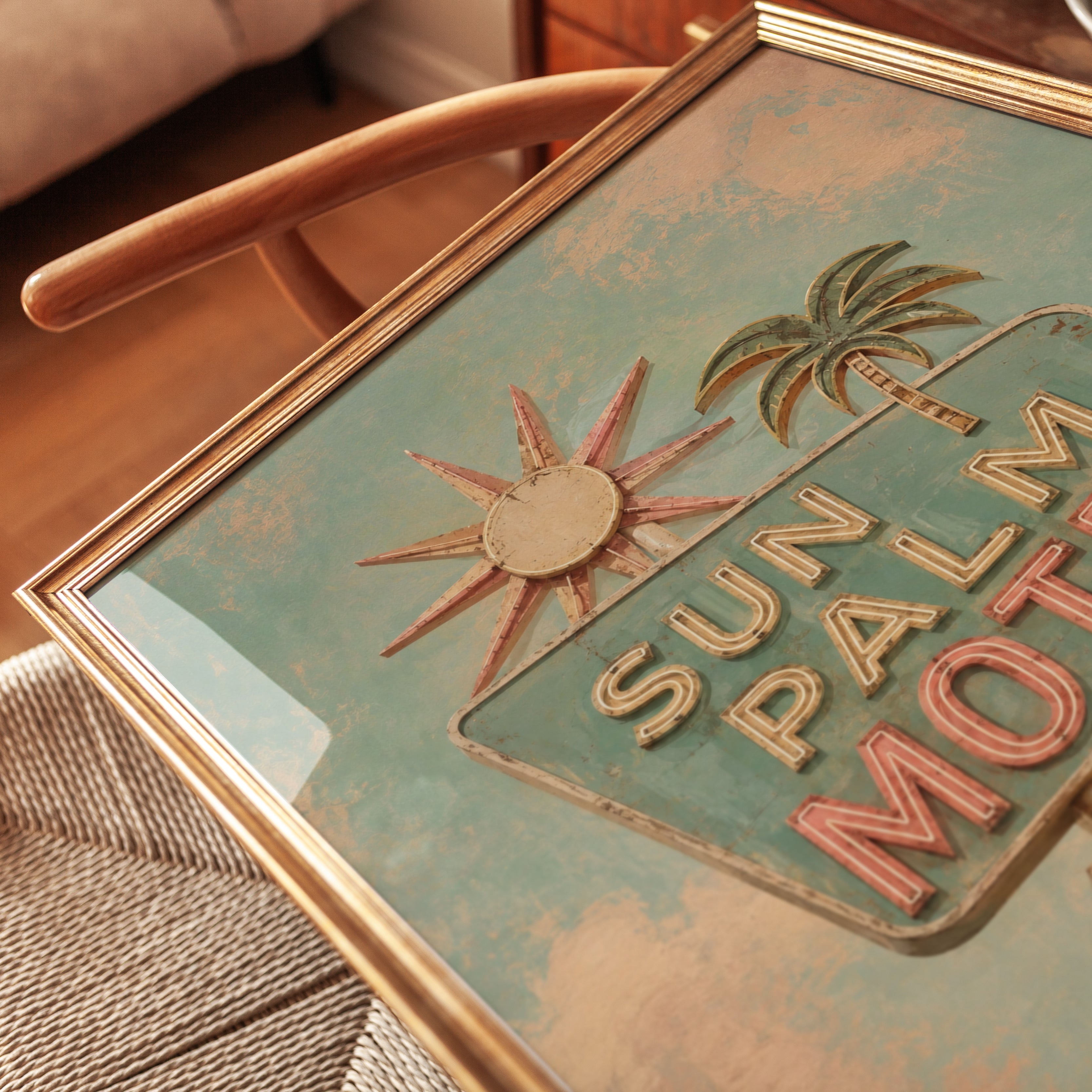 Retro Motel Wall Art – Vintage Neon Sign Print - detail