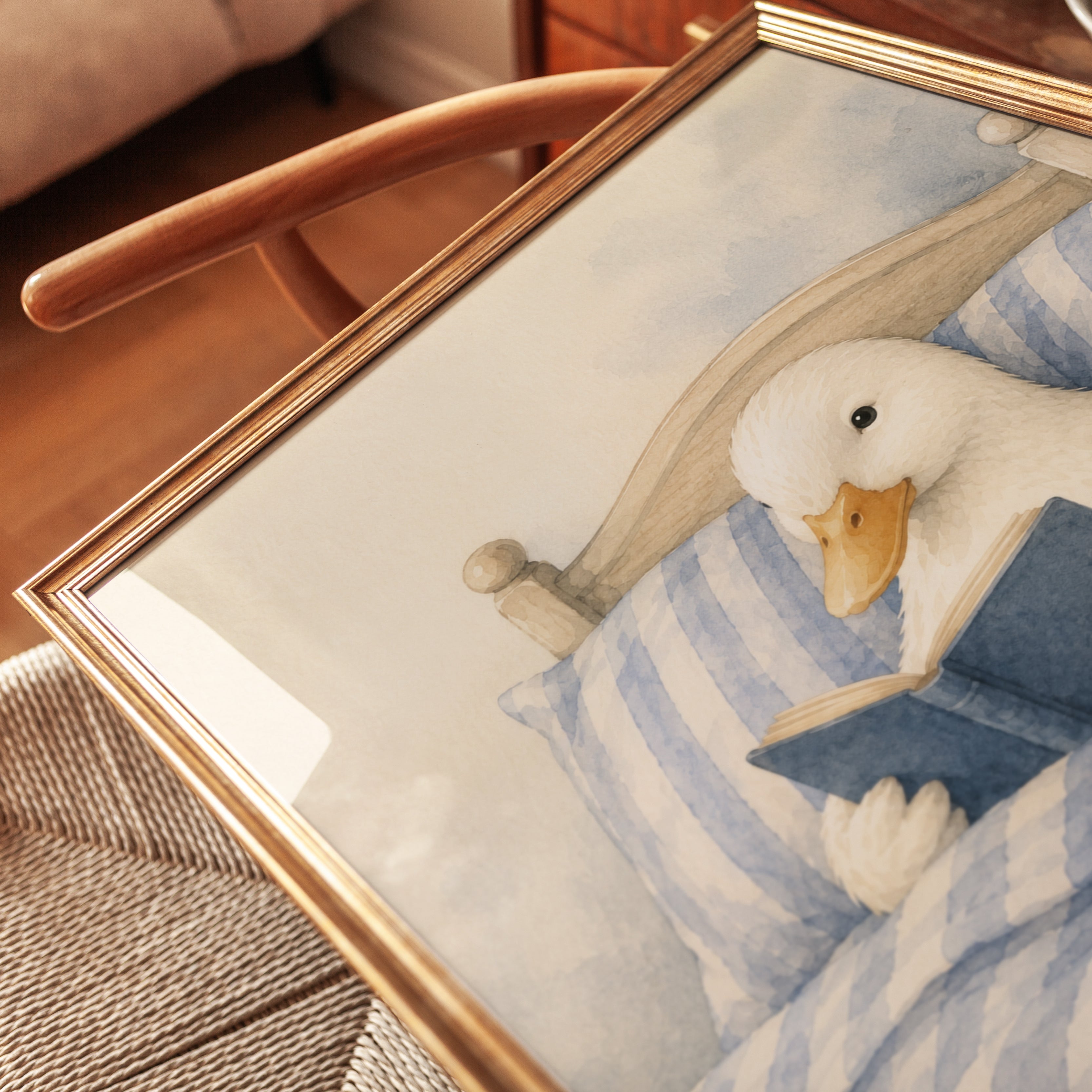 Duck Nursery Wall Art – Reading Duck Print - detail