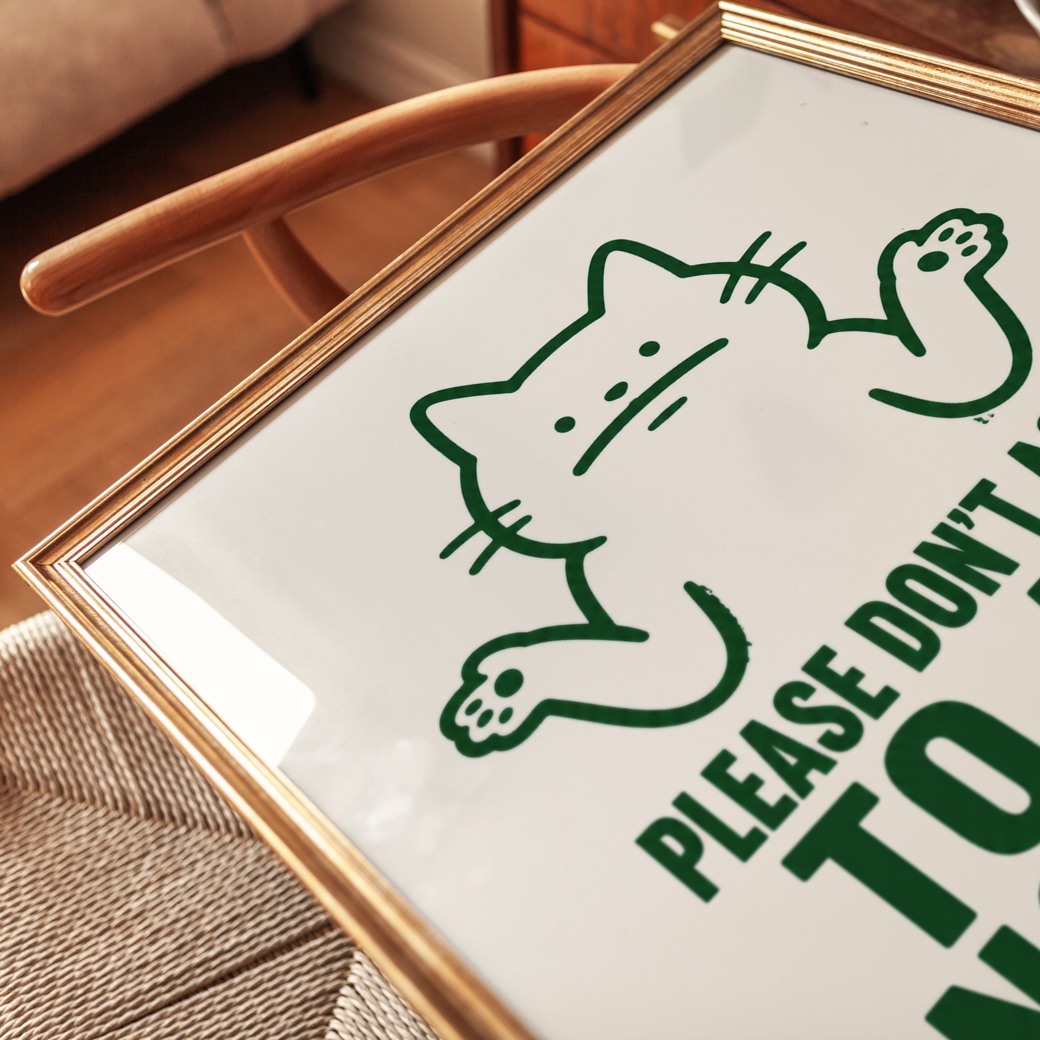 Funny Cat Art Print: Please Don't Ask Me To Act Normal - detail