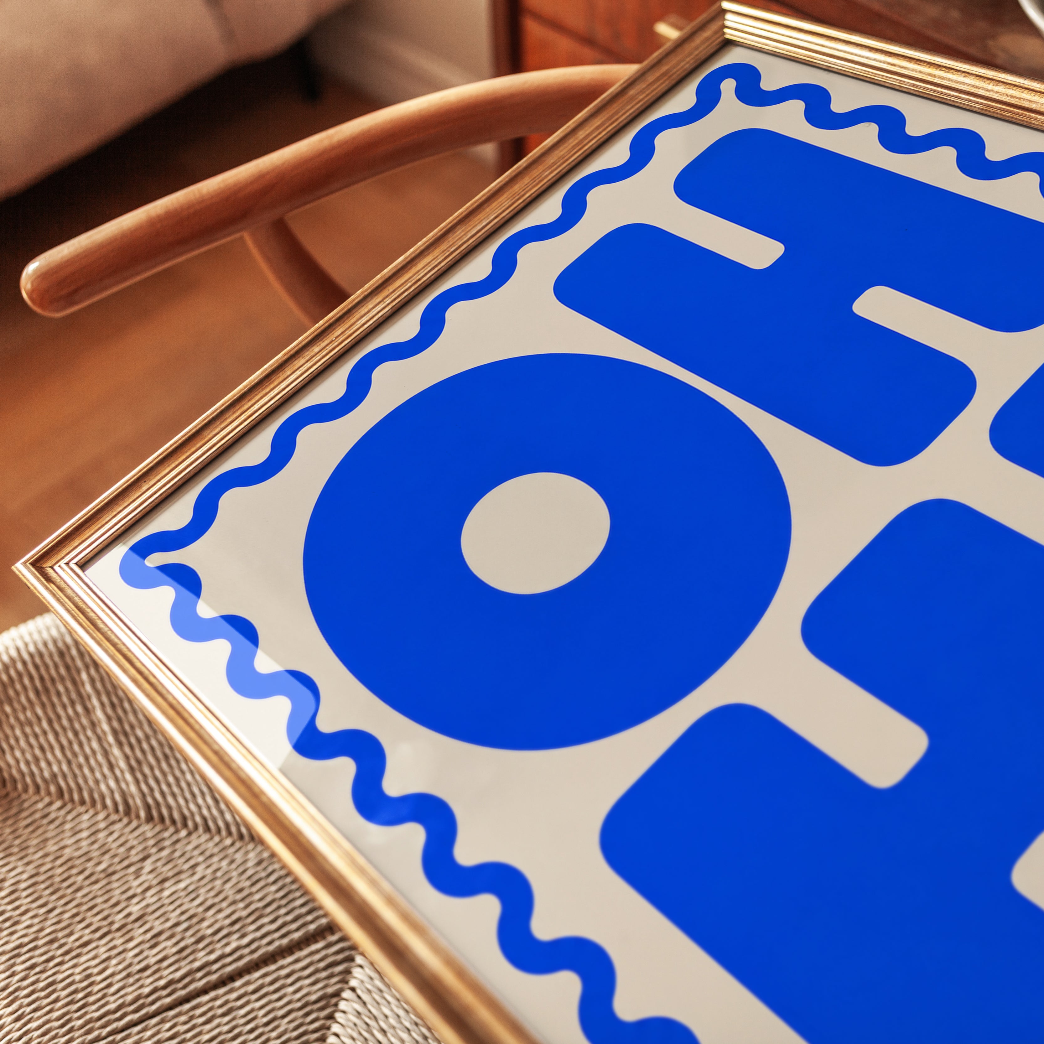 Oh Hi Typography Print – Modern Blue Wall Art - detail