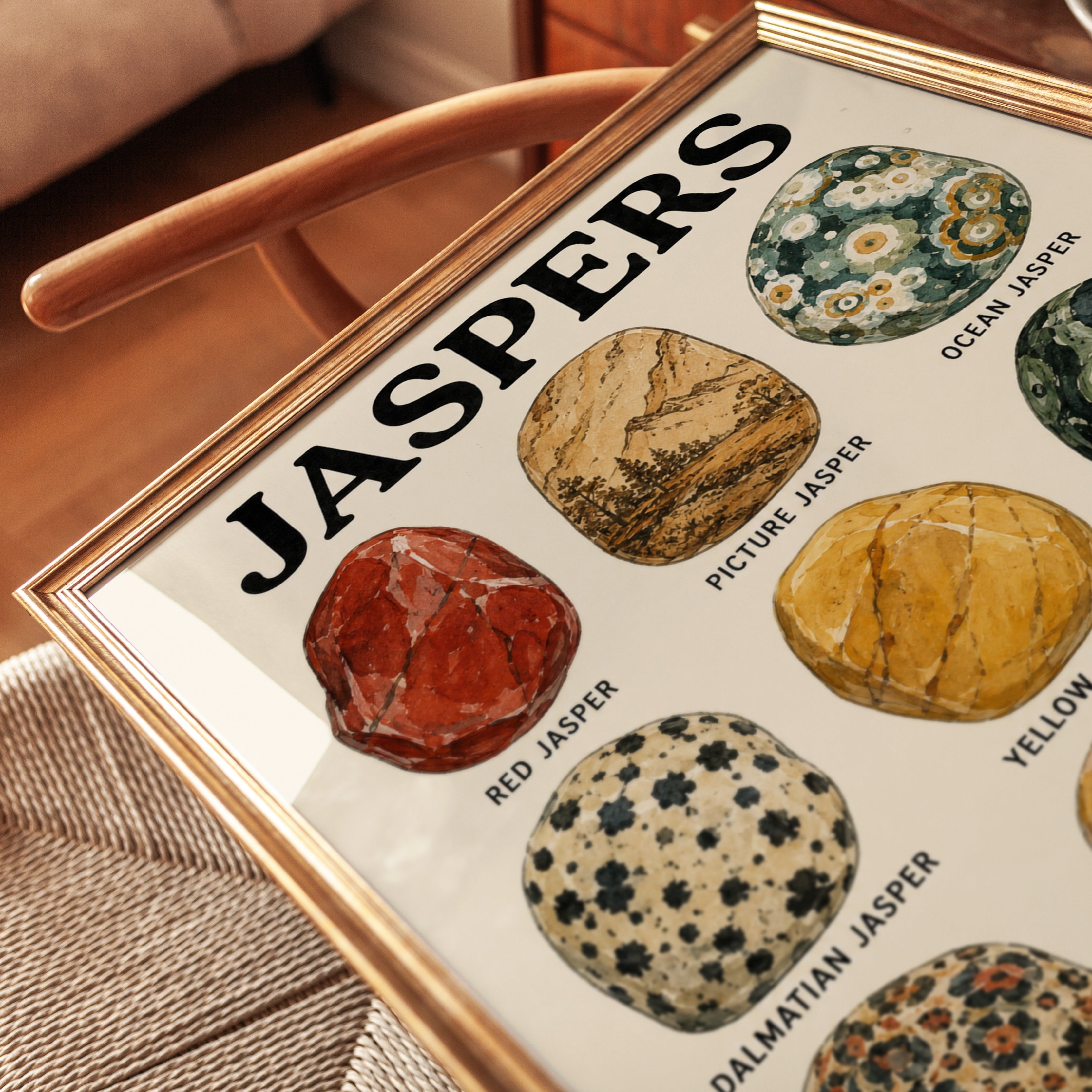 Jasper Stone Collection Art Print: Vintage Mineralogy Guide Poster - detail