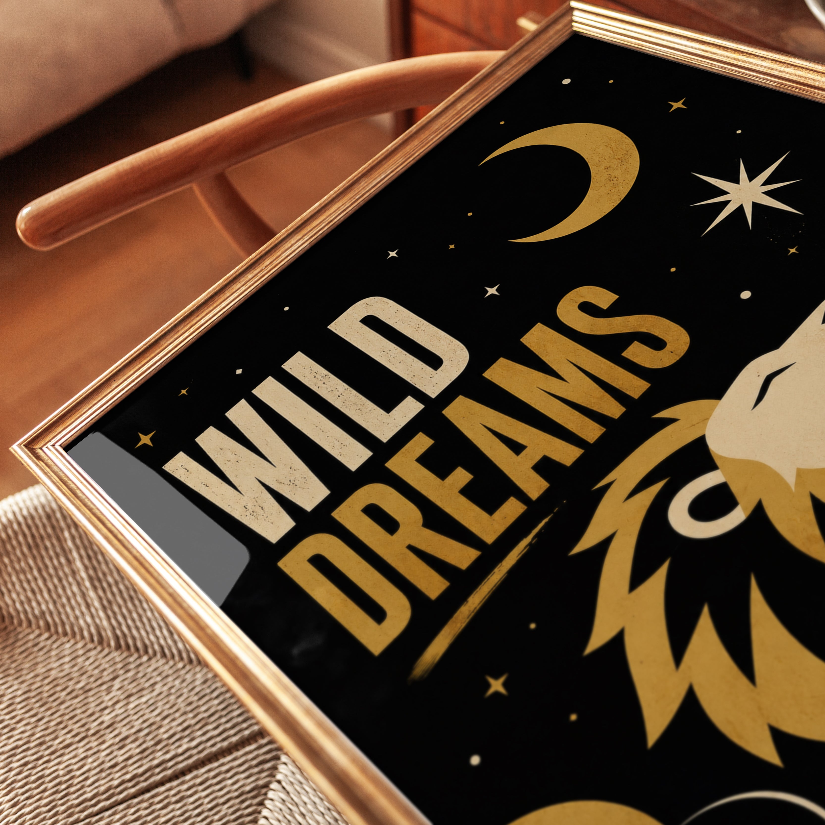 Lion Nursery Wall Art – Wild Dreams Print - detail