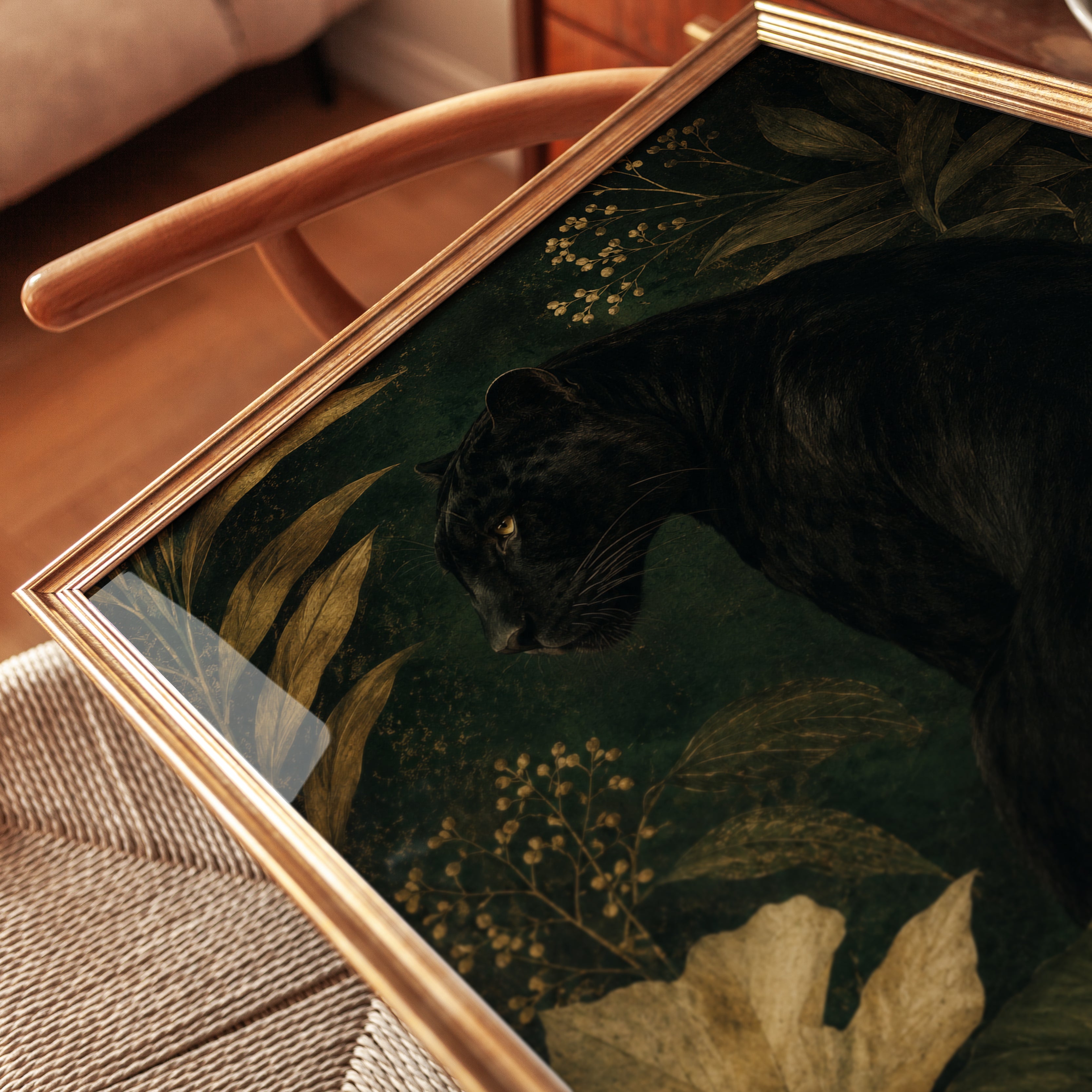 Black Panther Wall Art – Dark Botanical Print - detail