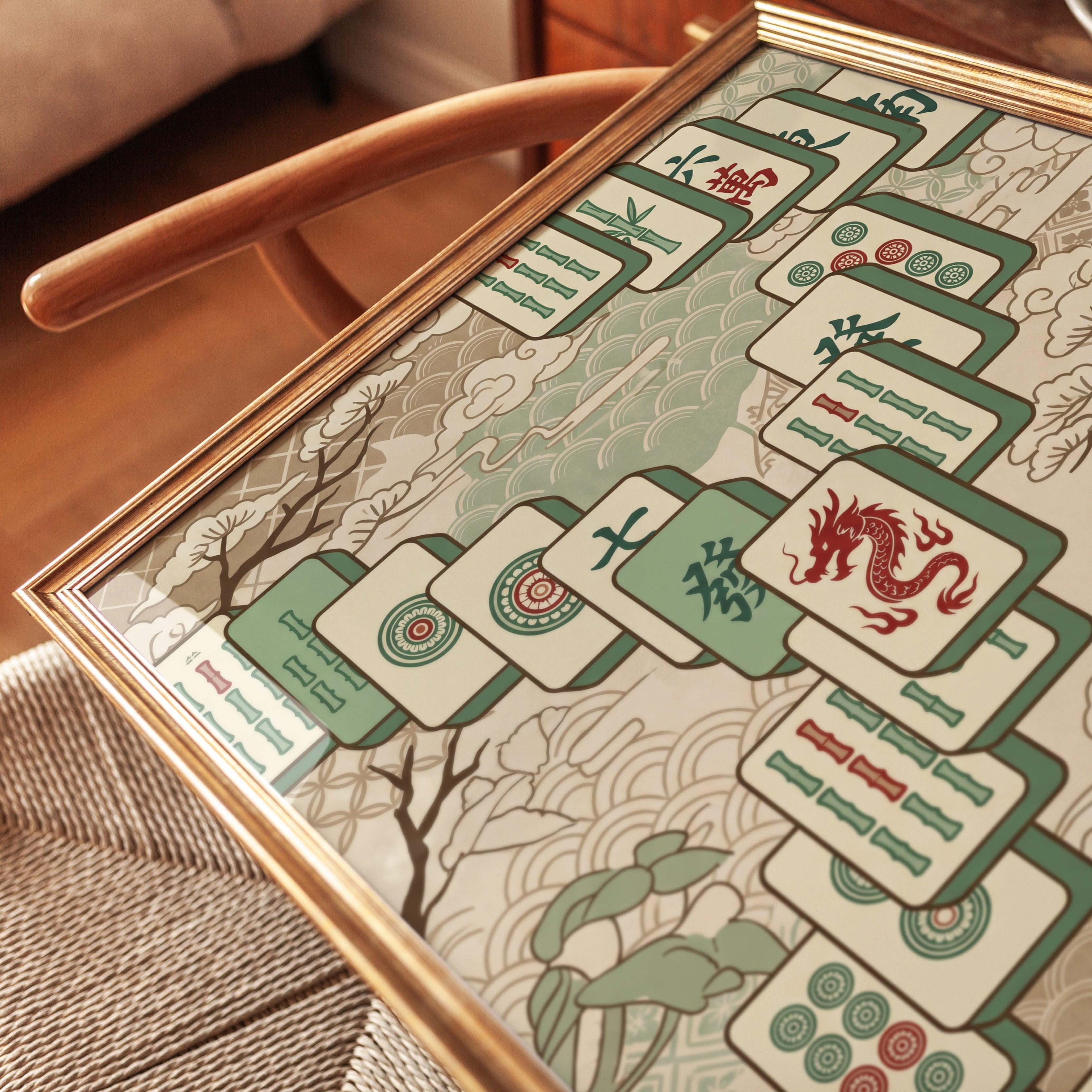 Mahjong Wall Art: Traditional Chinese Tiles - detail
