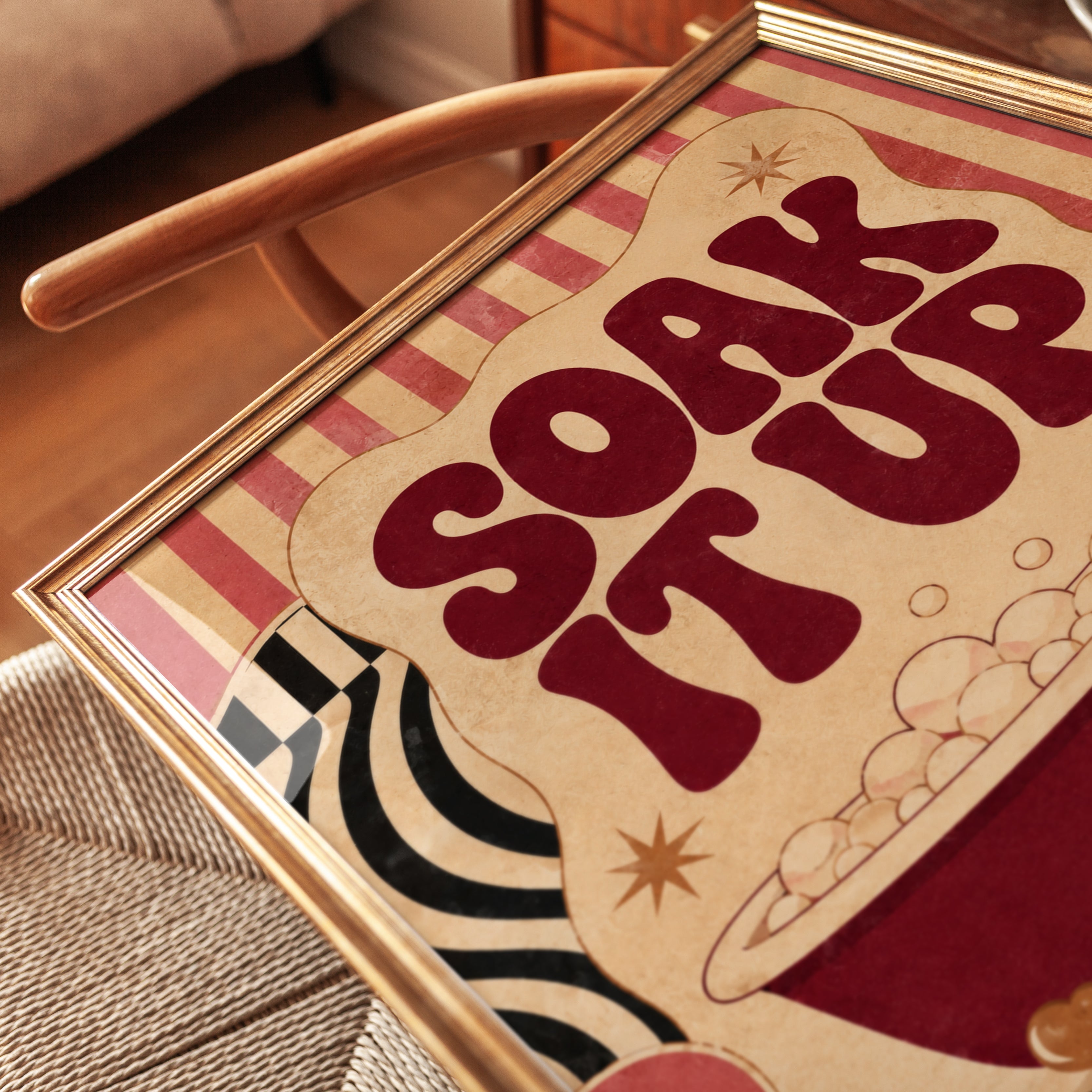 Soak It Up Bathroom Print: Retro Mid-Century Style (Multiple Sizes) - detail
