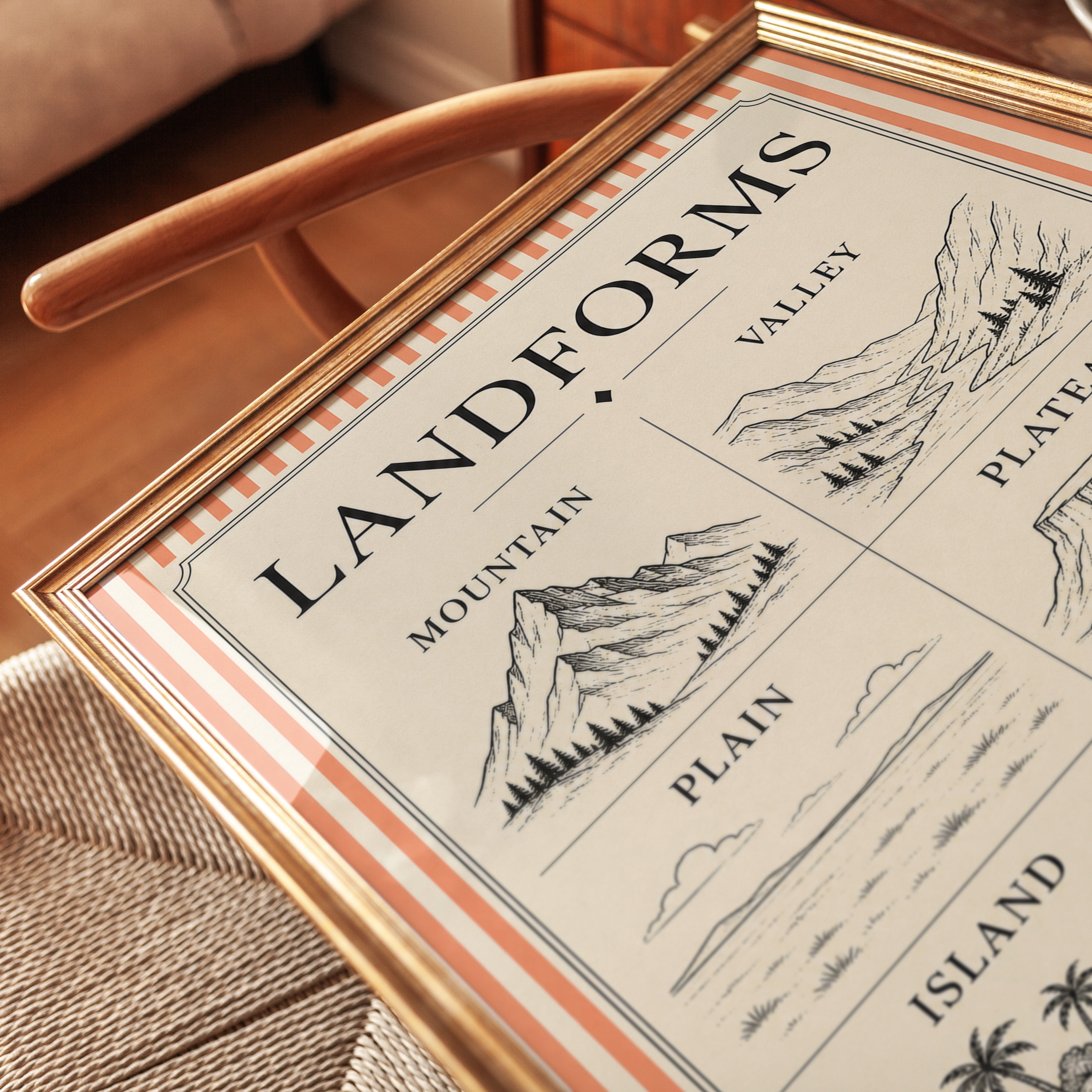 Landforms Educational Poster: Vintage Geography Chart Art Print - detail