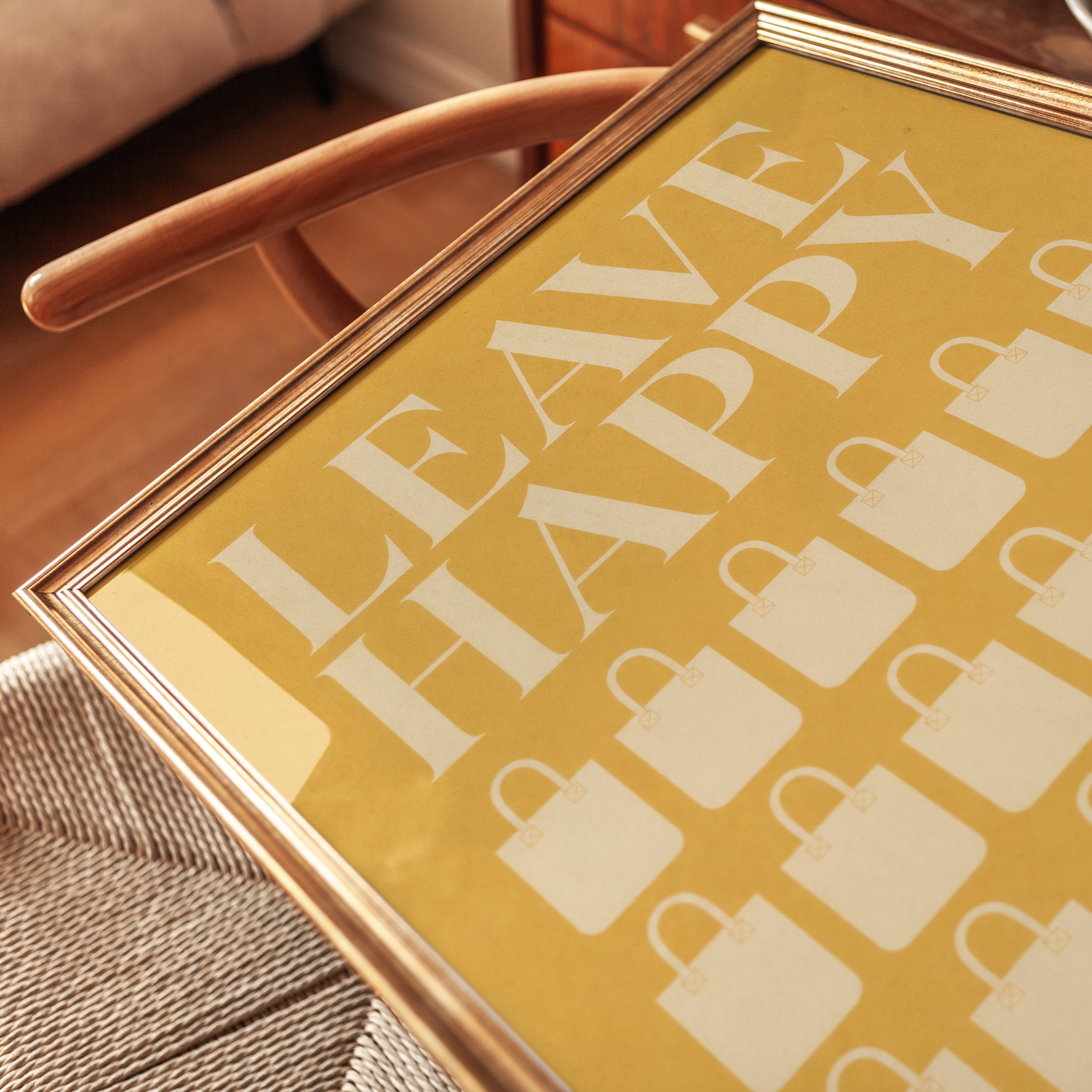 Leave Happy Motivational Print – Vintage Locks - detail