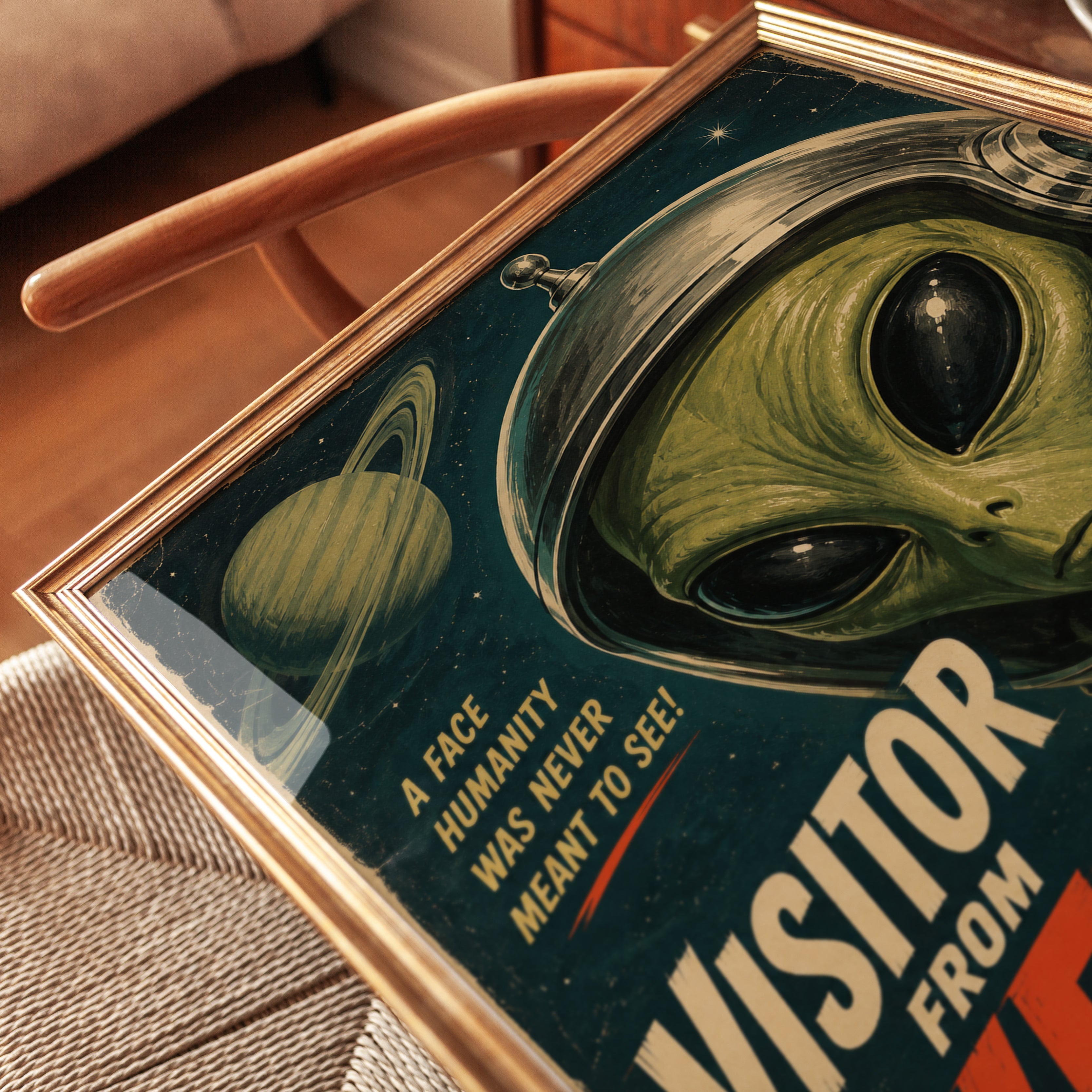 Retro Space Poster – Vintage Sci Fi Art - detail