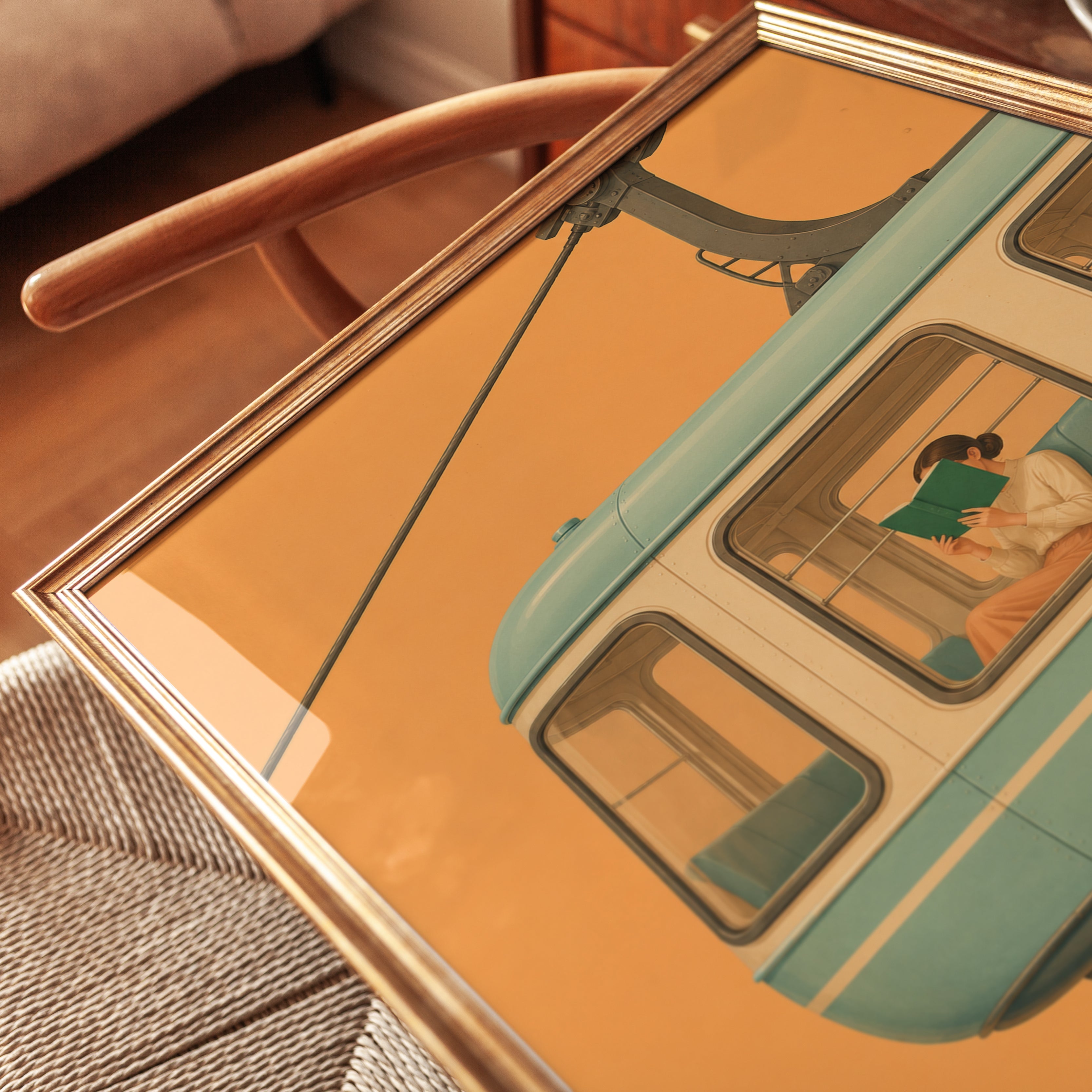 Vintage Trolley Poster – Retro Travel Wall Art - detail
