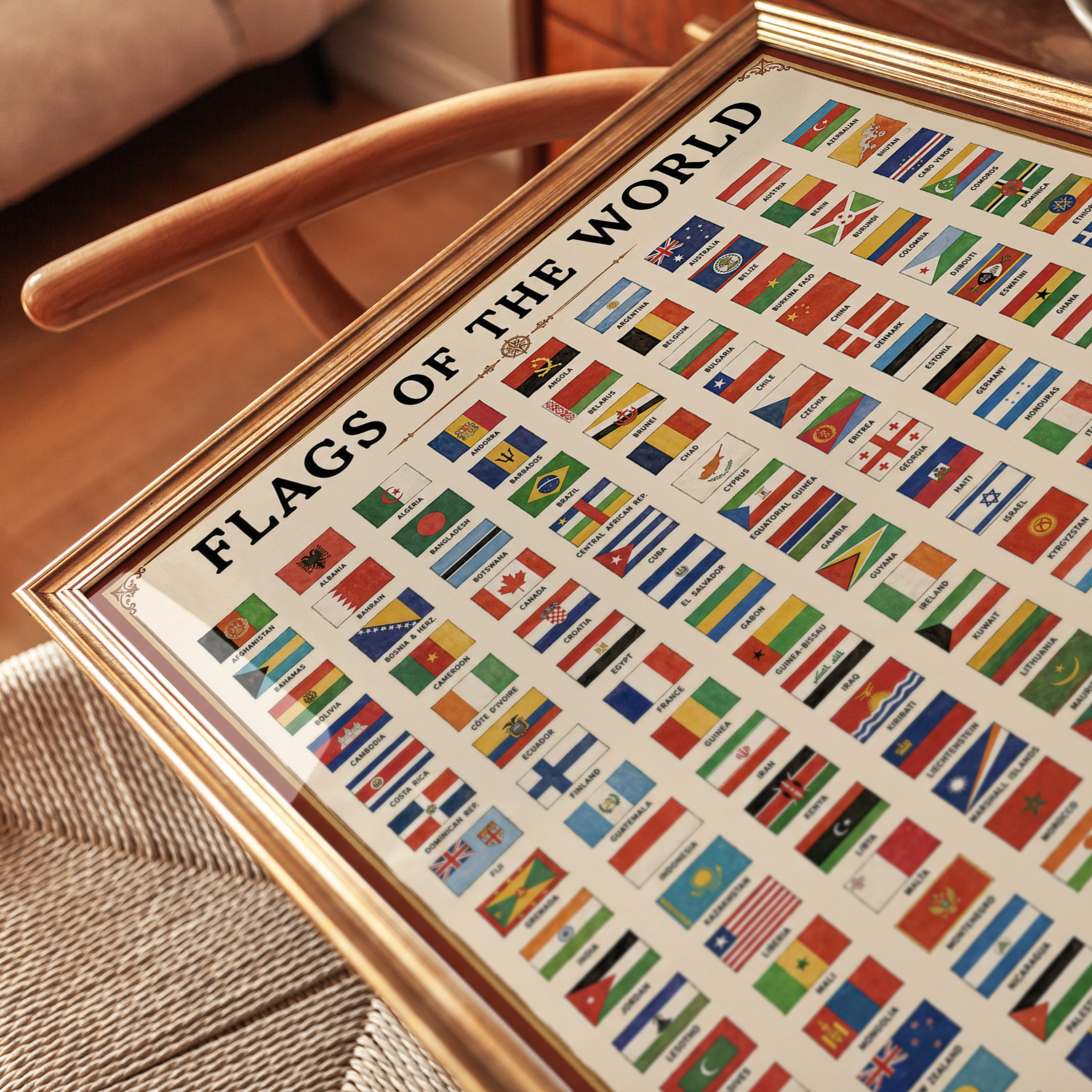 Flags of the World Chart: Vintage Educational Reference Poster - detail