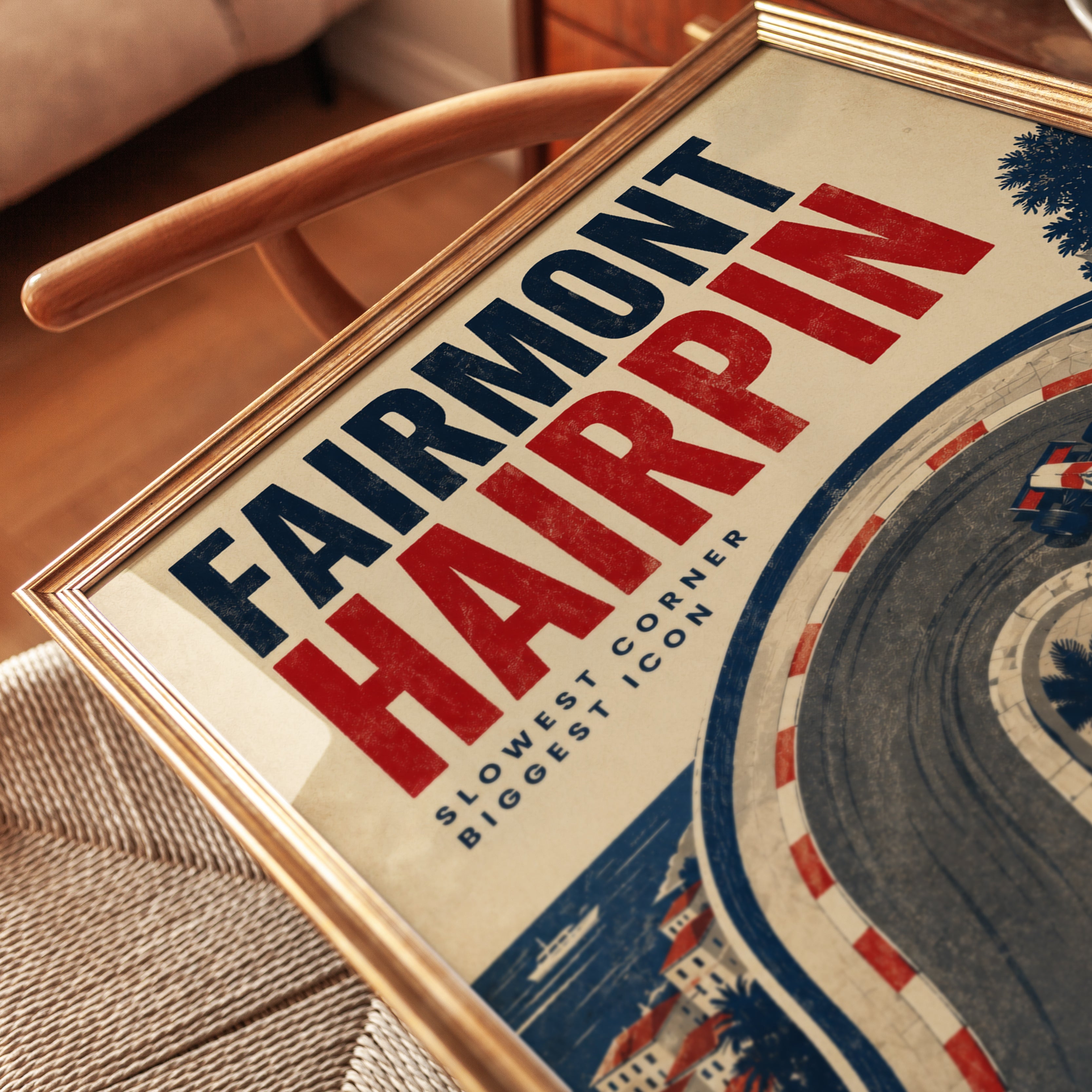 Monaco Travel Poster – Fairmont Hairpin Wall Art - detail
