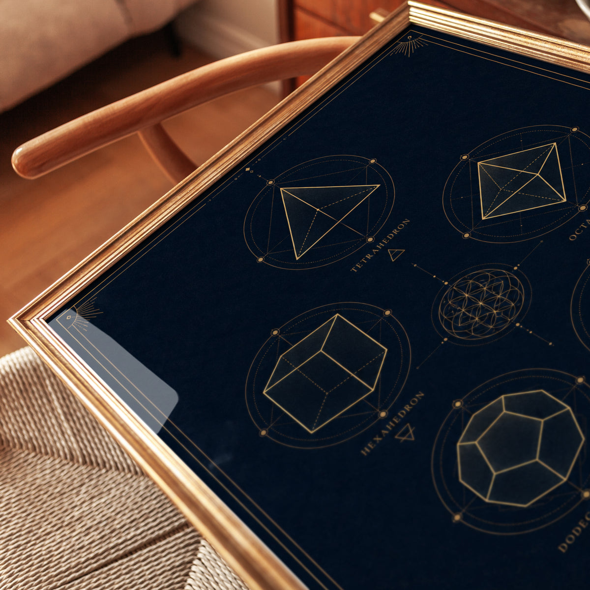 Geometry Art Print: Platonic Solids Design - detail