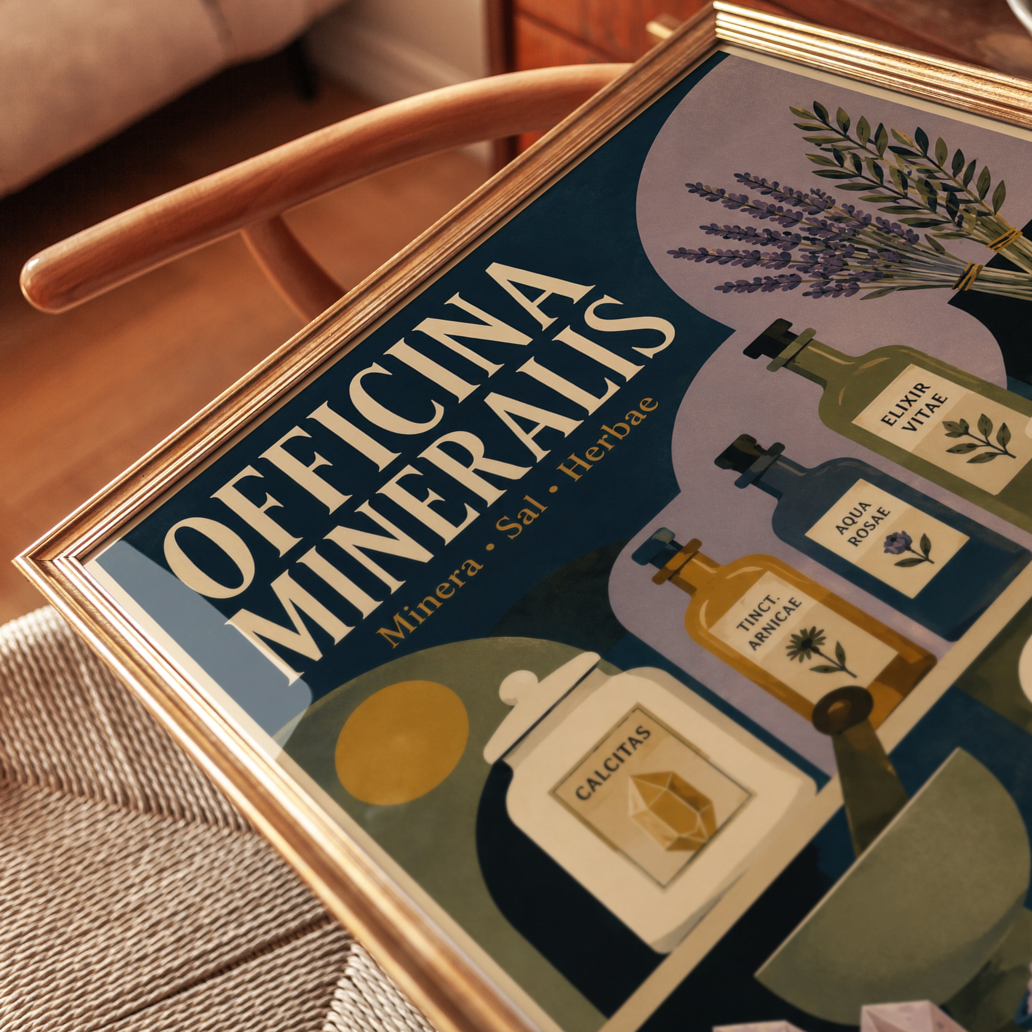 Apothecary Botanical Print: Vintage Mineral Art - detail