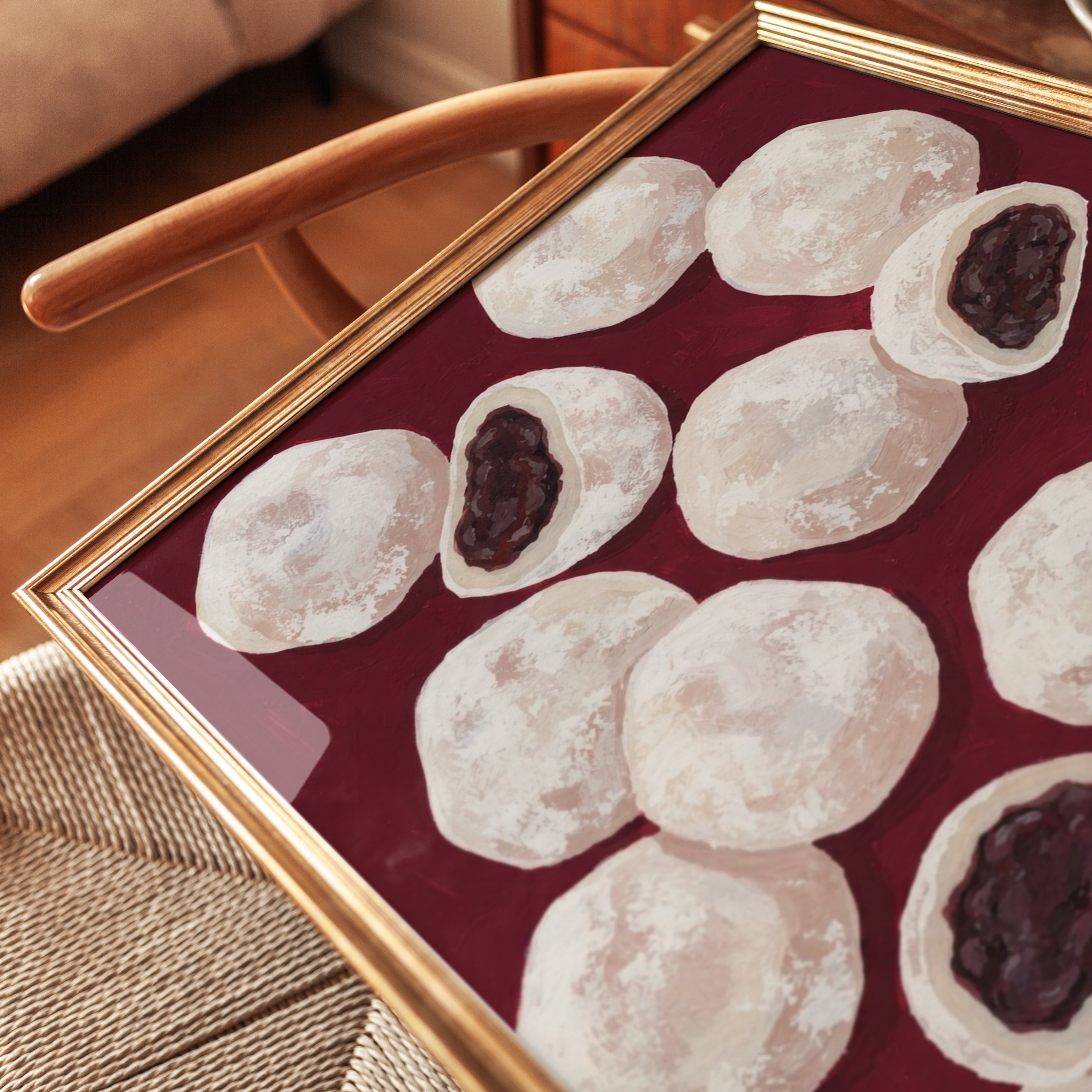 Red Bean Mochi Wall Art – Kitchen Print - detail