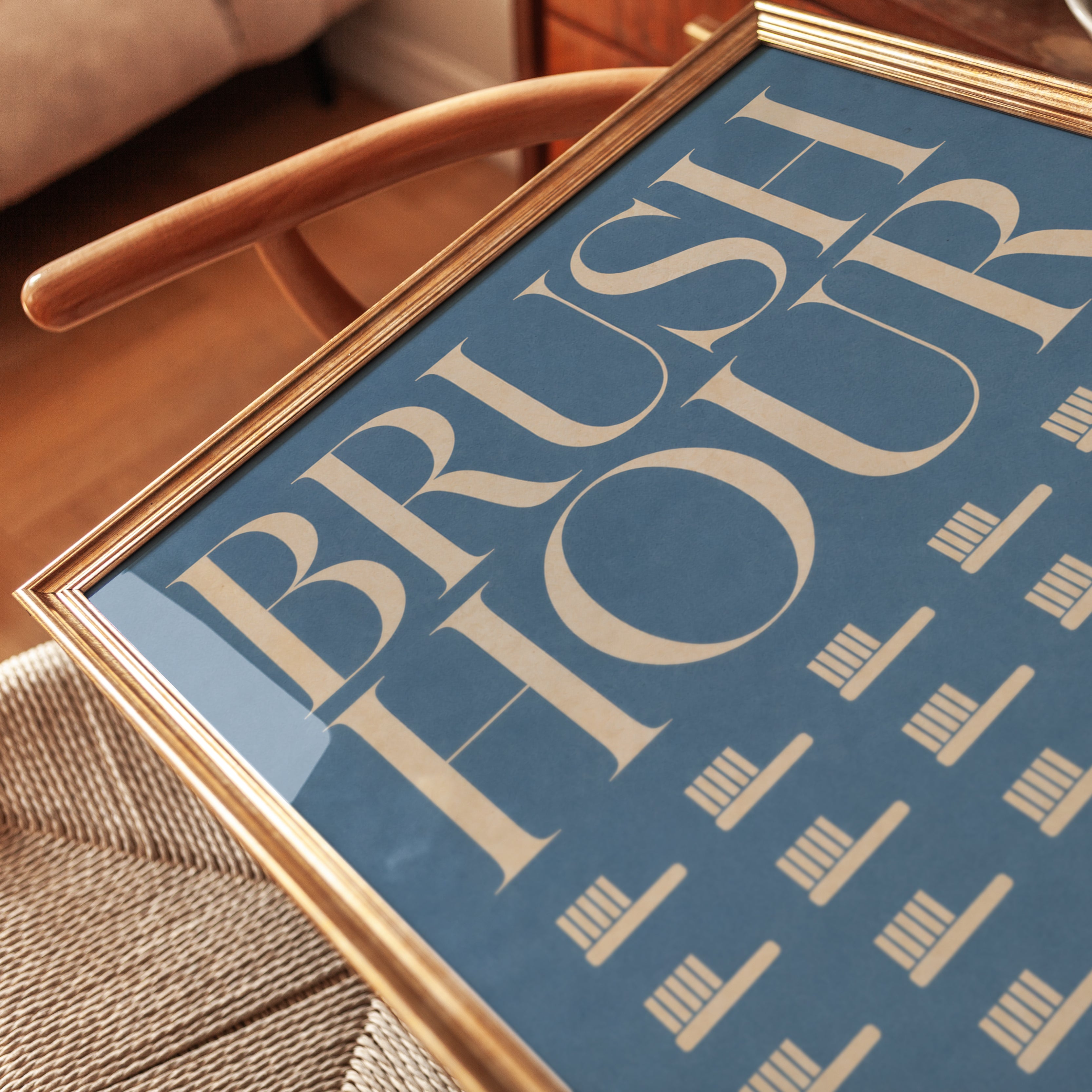 Toothbrush Chart Wall Art: Retro Bathroom Decor (Mid-Century Style) - detail