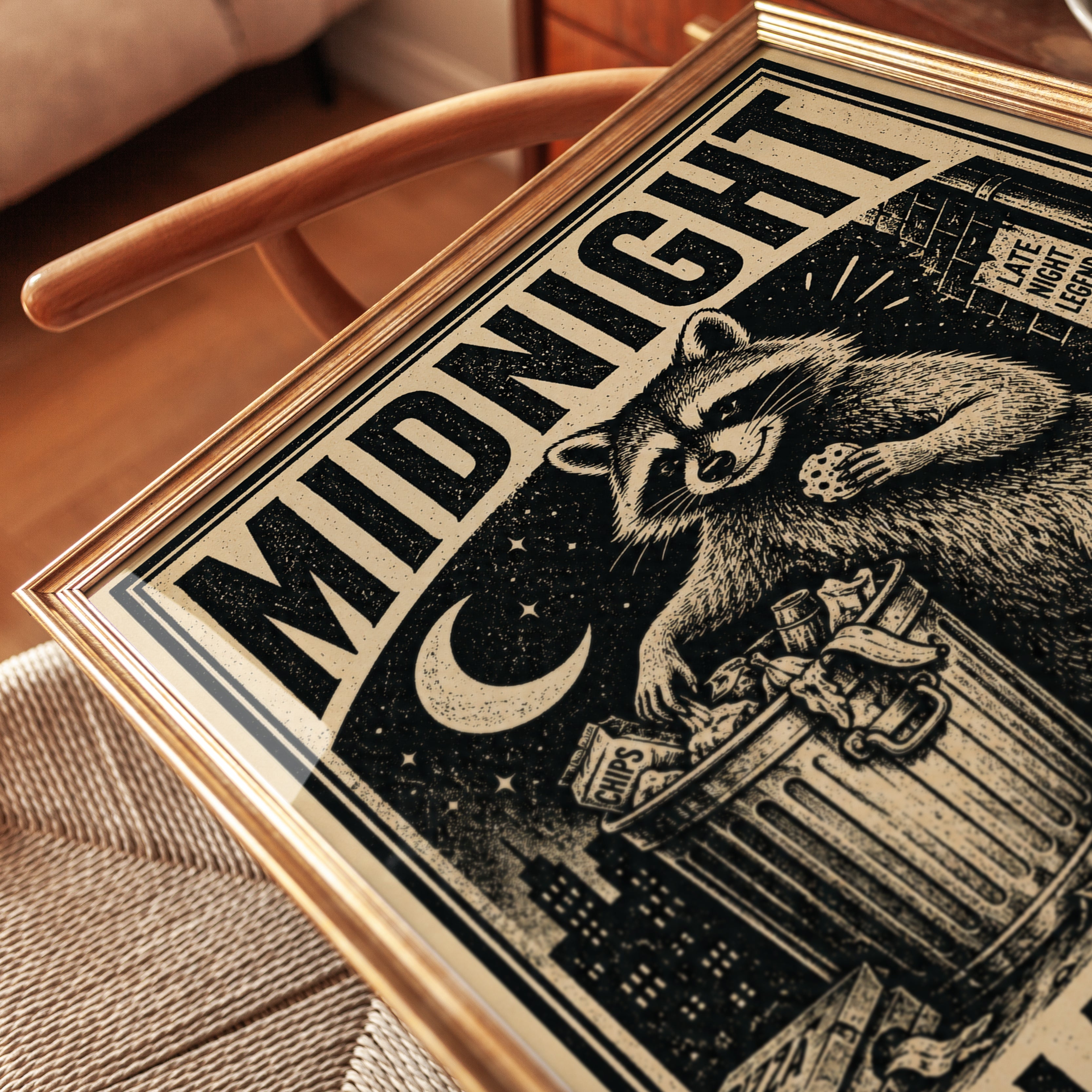 Midnight Snack Club Raccoon Print - detail