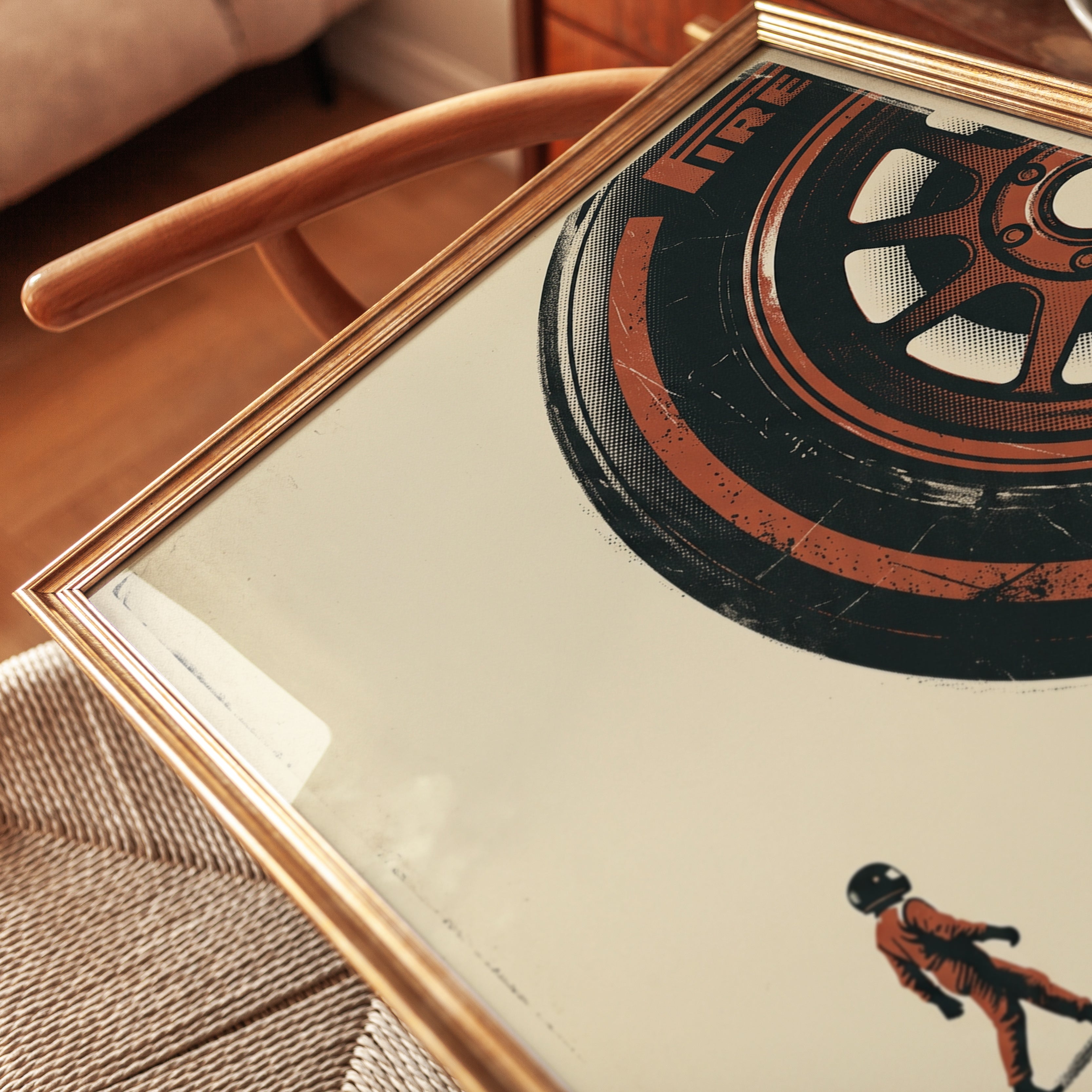 Vintage Racing Tire Poster: Retro Motorsport Wall Art - detail