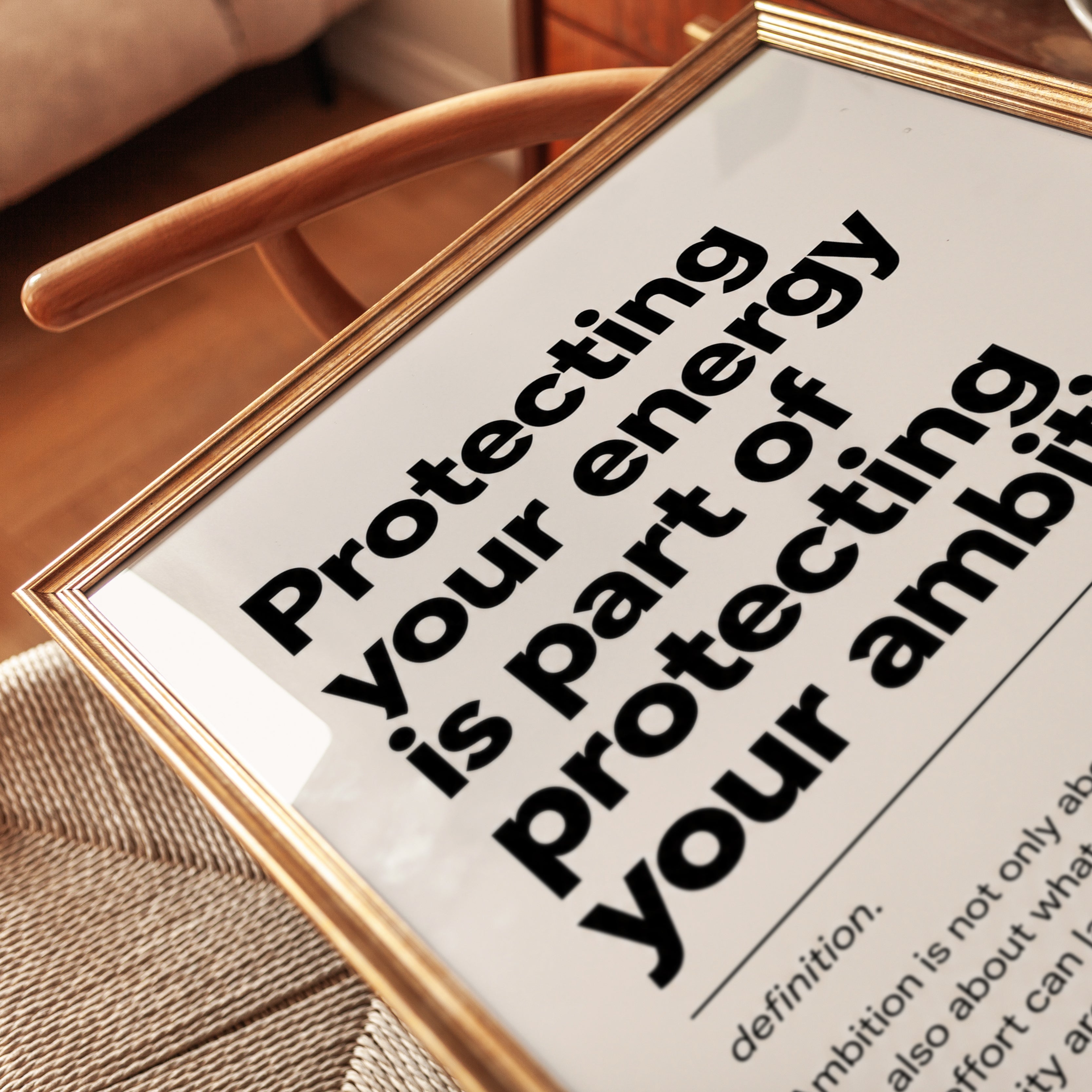 Protecting Your Energy Typography Print: Motivational Wall Art - detail