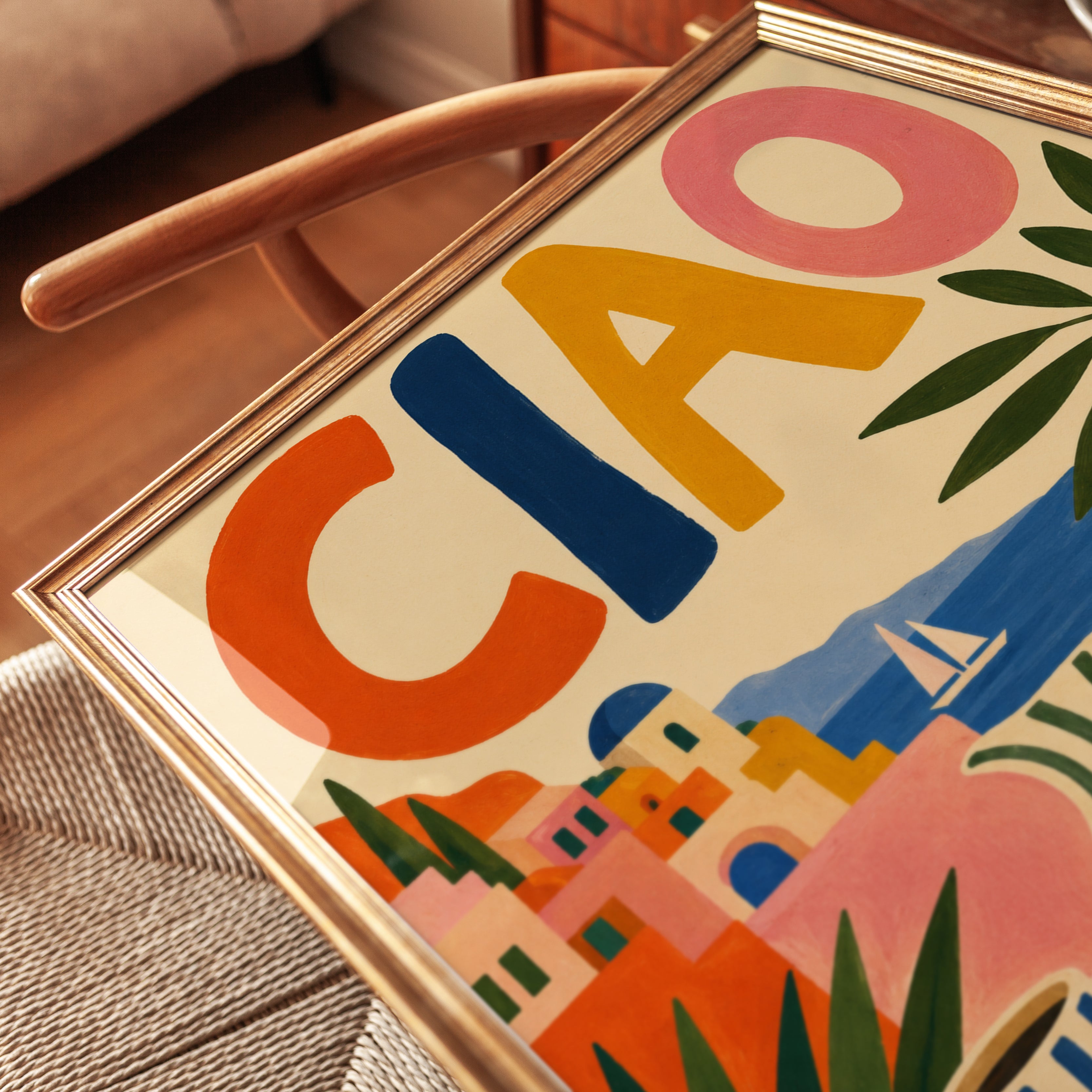 Italian Travel Poster – Ciao Italy Print - detail