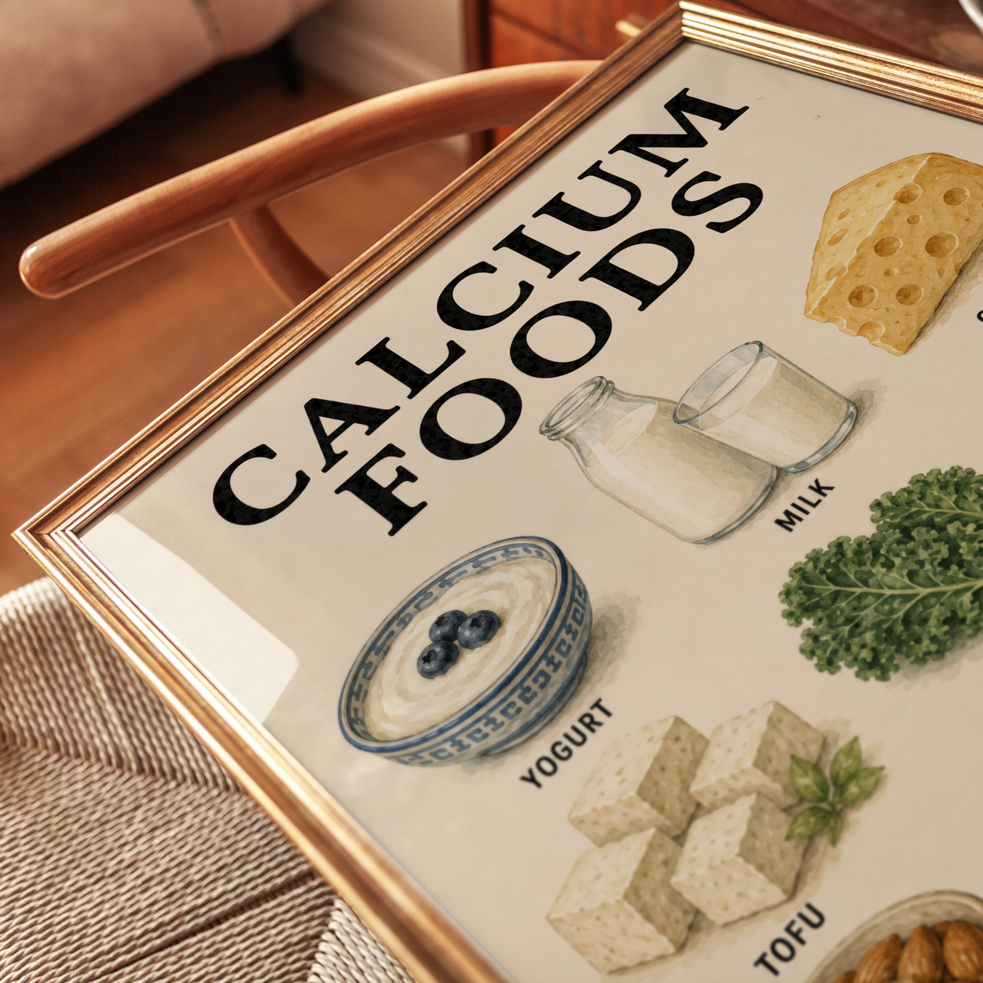 Calcium Rich Foods Poster – Kitchen Wall Art - detail