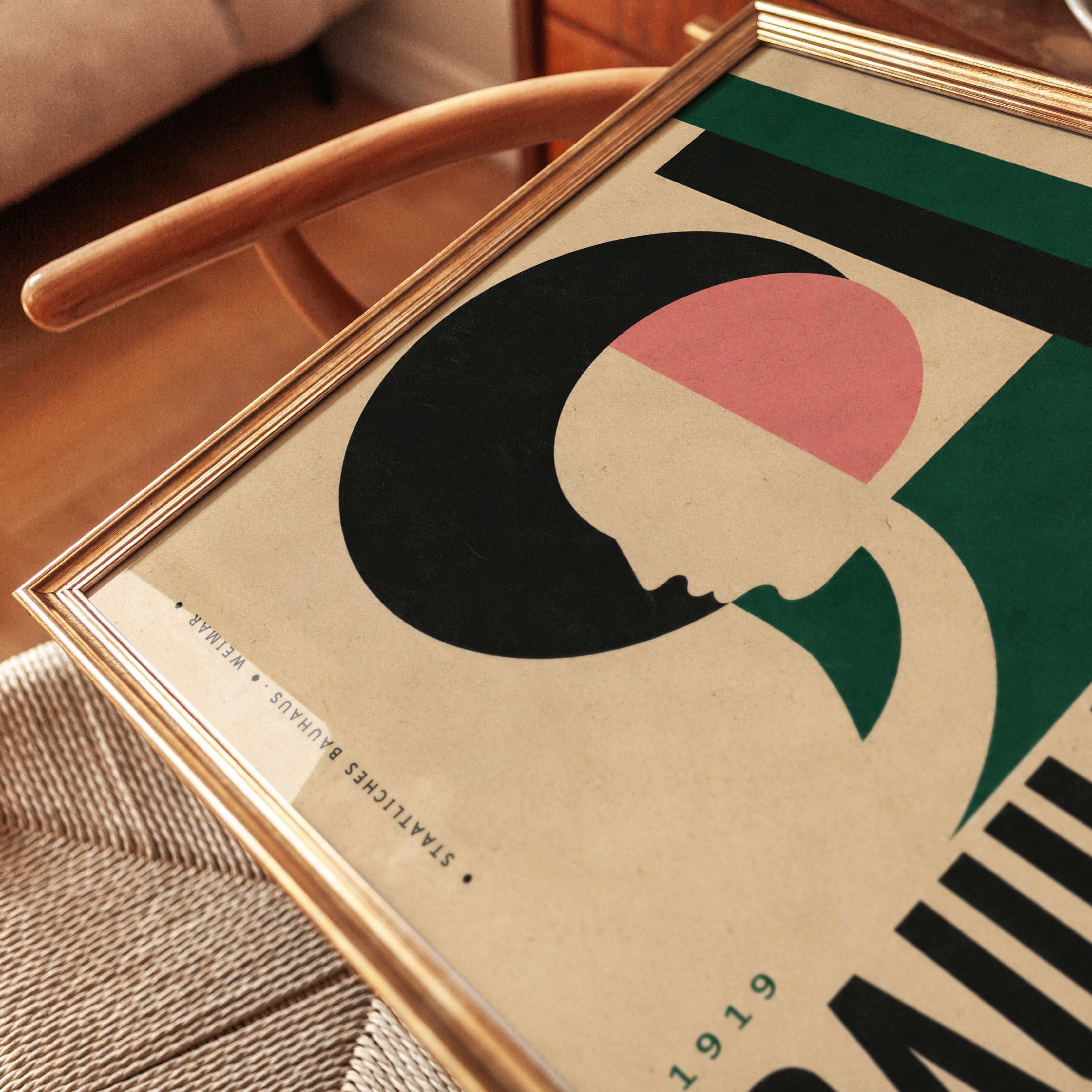 Bauhaus Profile Poster: Geometric Modernist Art Print - detail