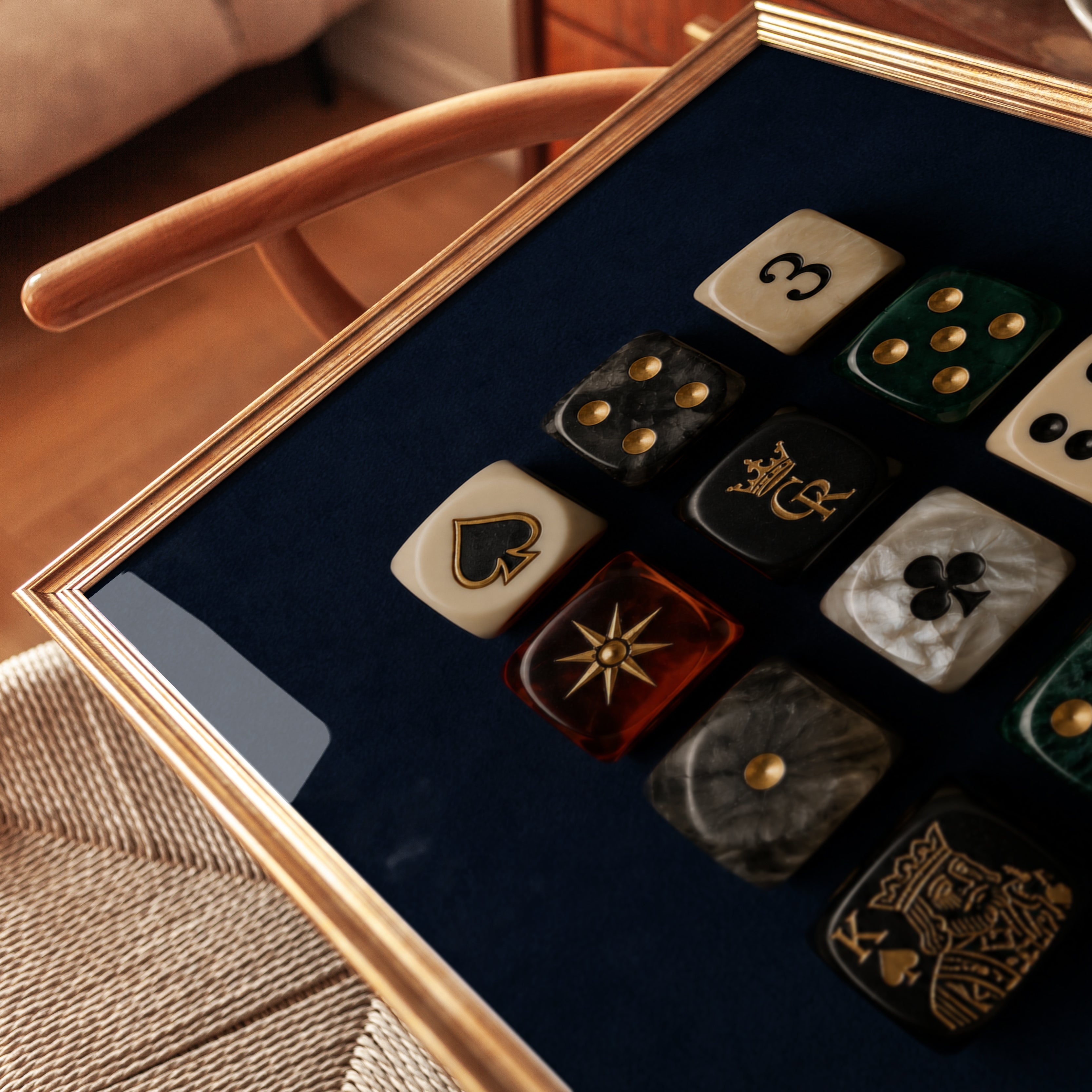 Vintage Playing Cards Art – Dice Wall Decor - detail