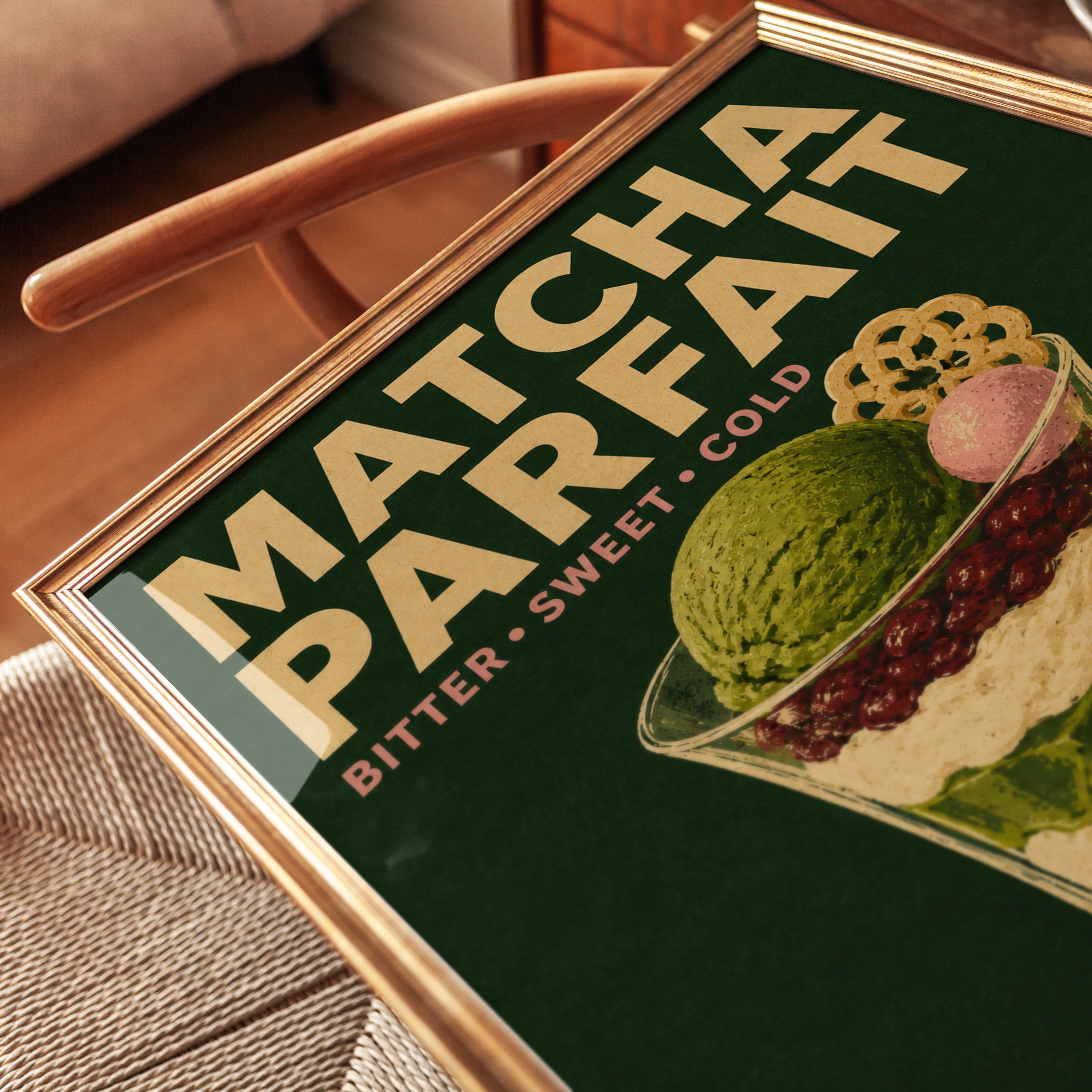 Matcha Parfait Poster – Japanese Dessert Print - detail