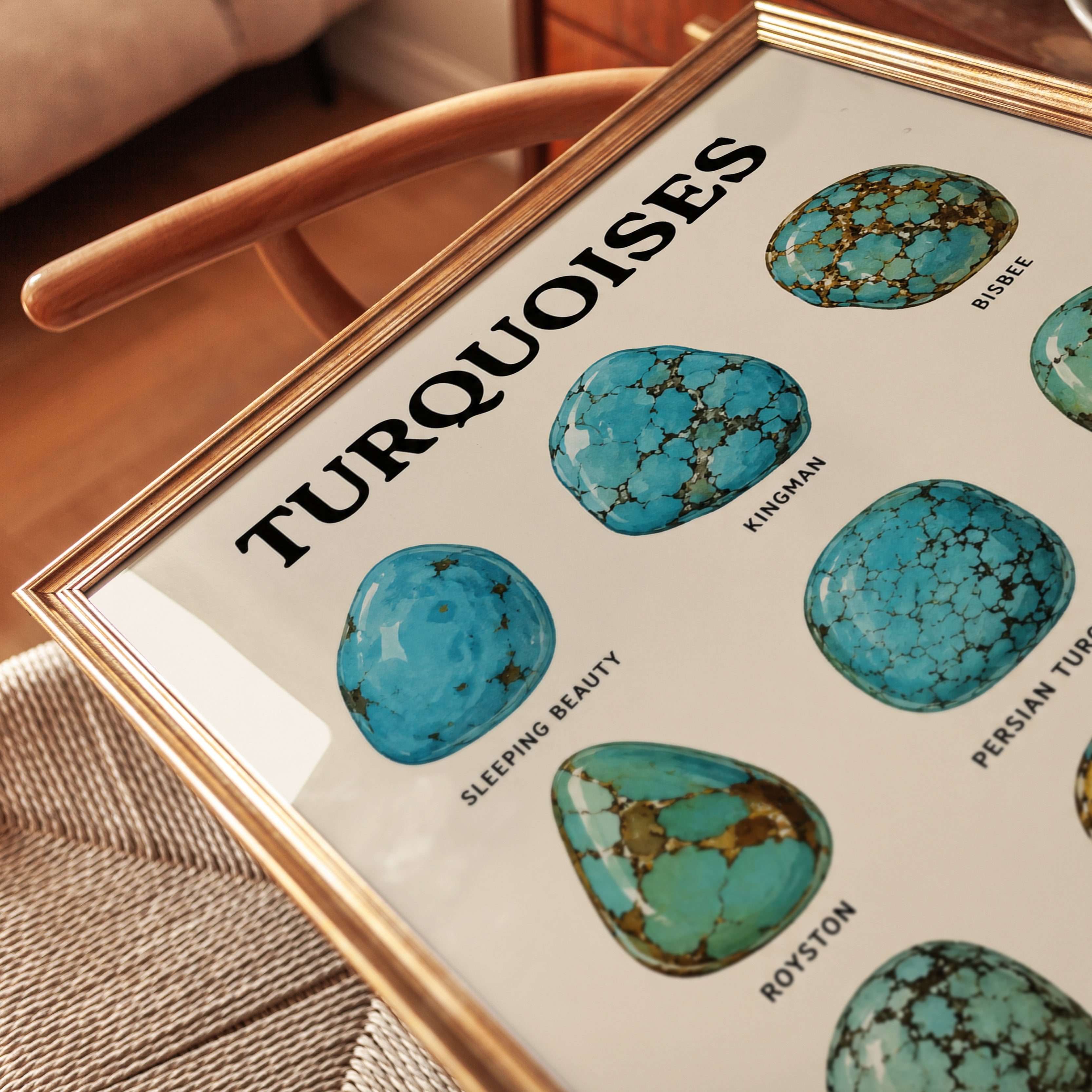 Turquoise Gemstone Chart Print — Educational Mineral Illustration - detail