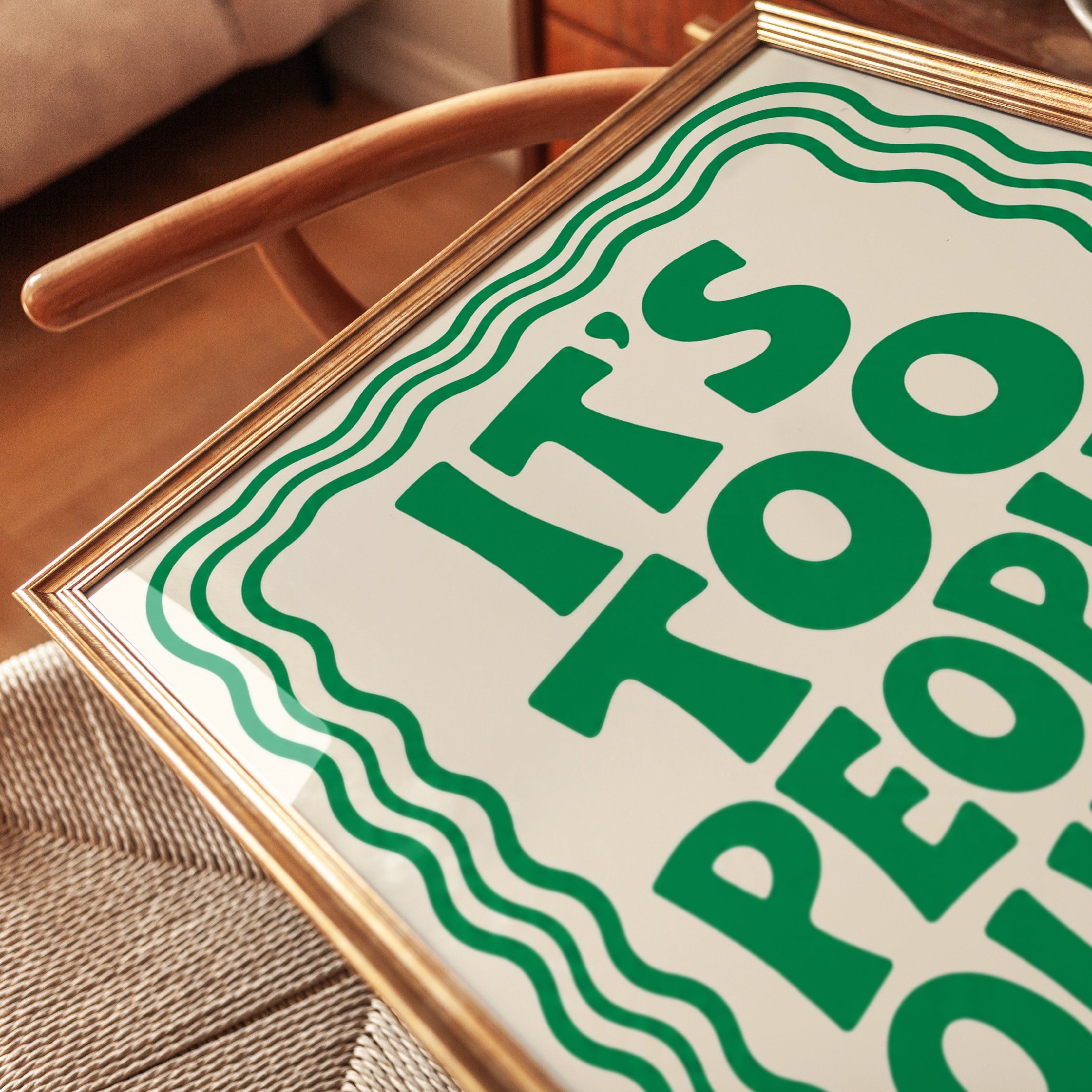 Funny Introvert Wall Art Print: 'It's Too Peopley - detail