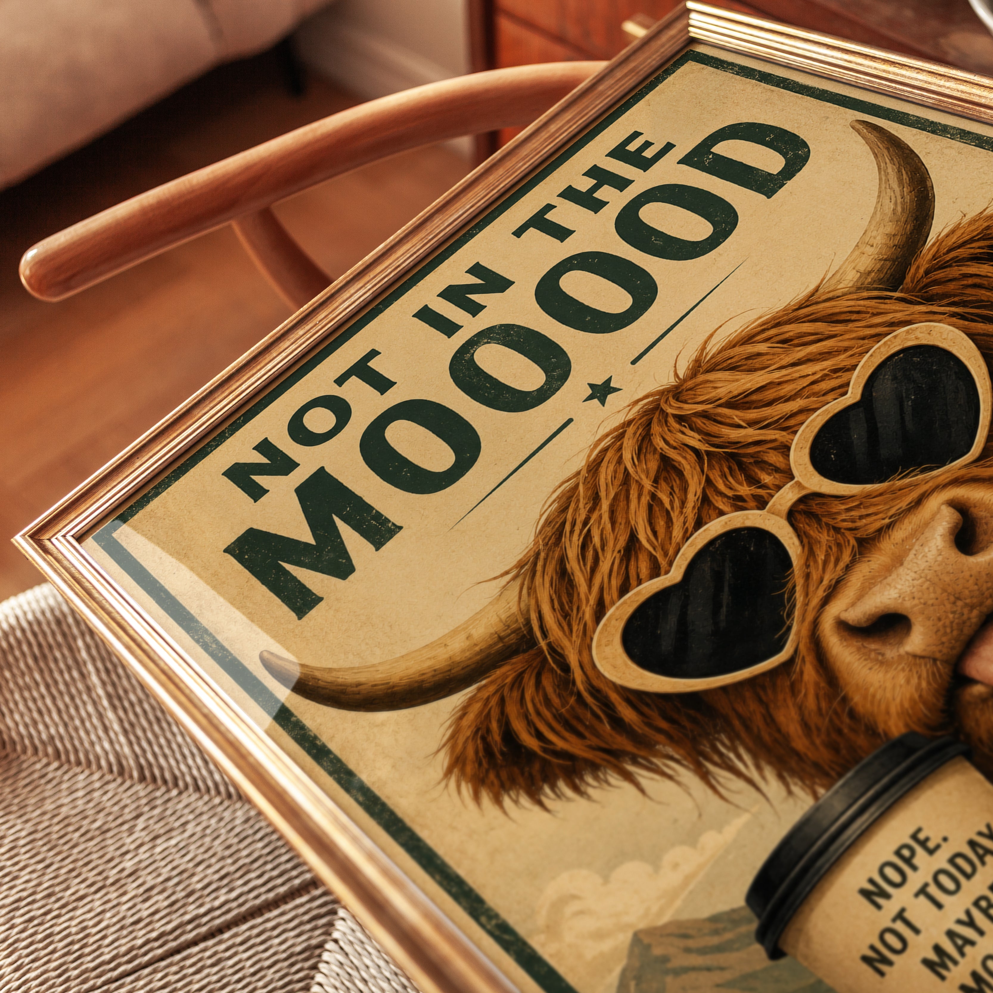 Highland Cow Wall Art – Funny Bathroom Print - detail