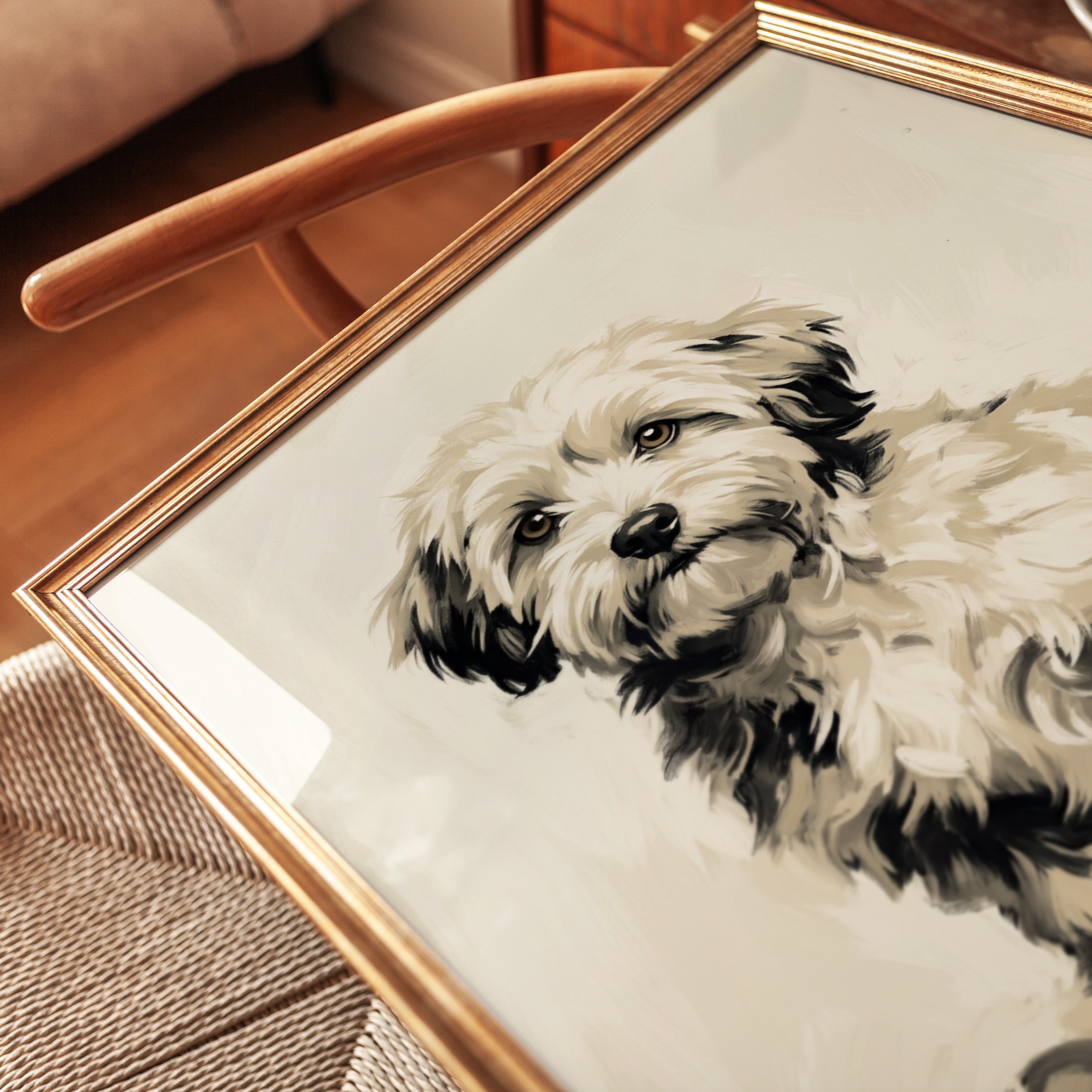 Havanese Dog Portrait Print — Soft Watercolor Style - detail