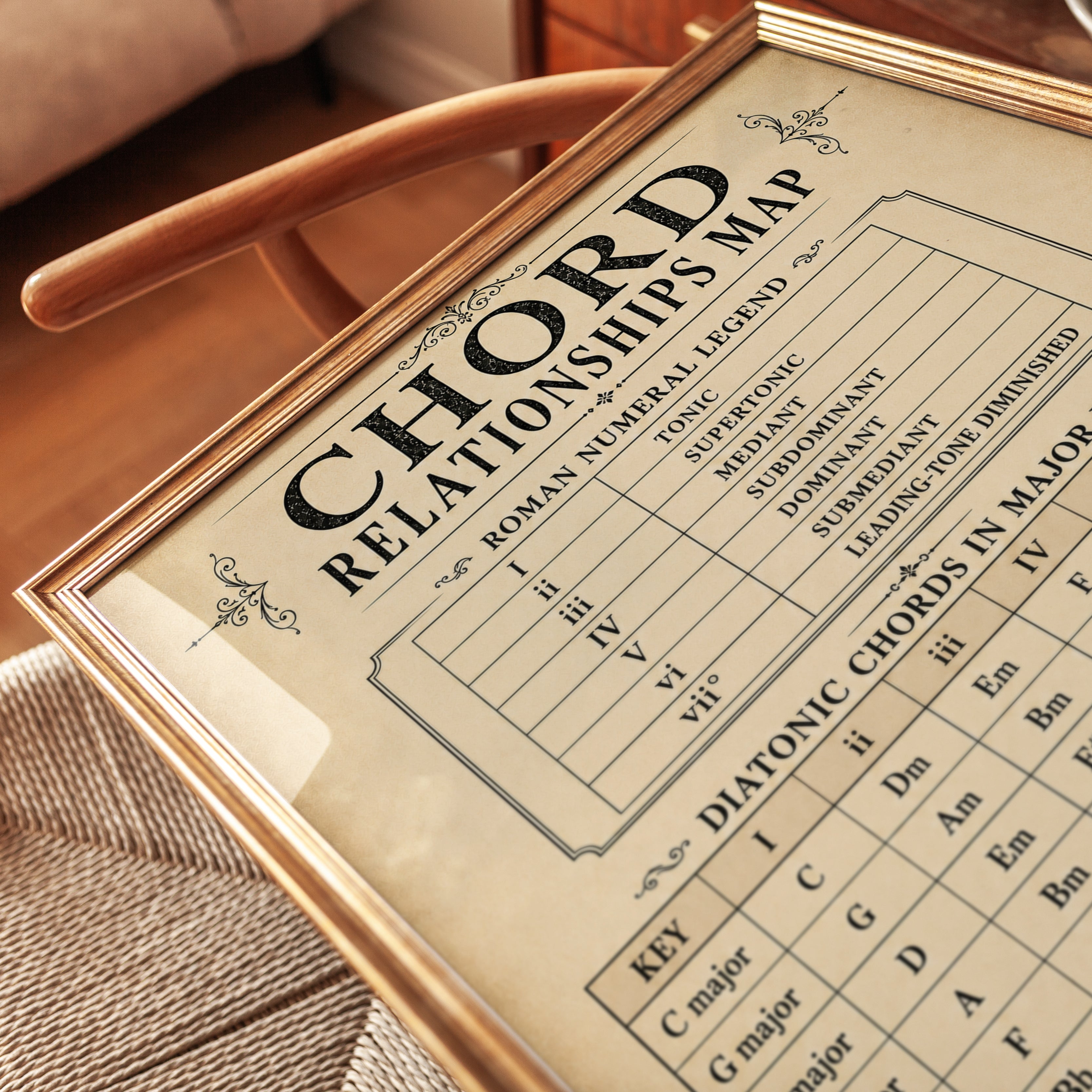 Music Theory Poster – Chord Relationships Map - detail