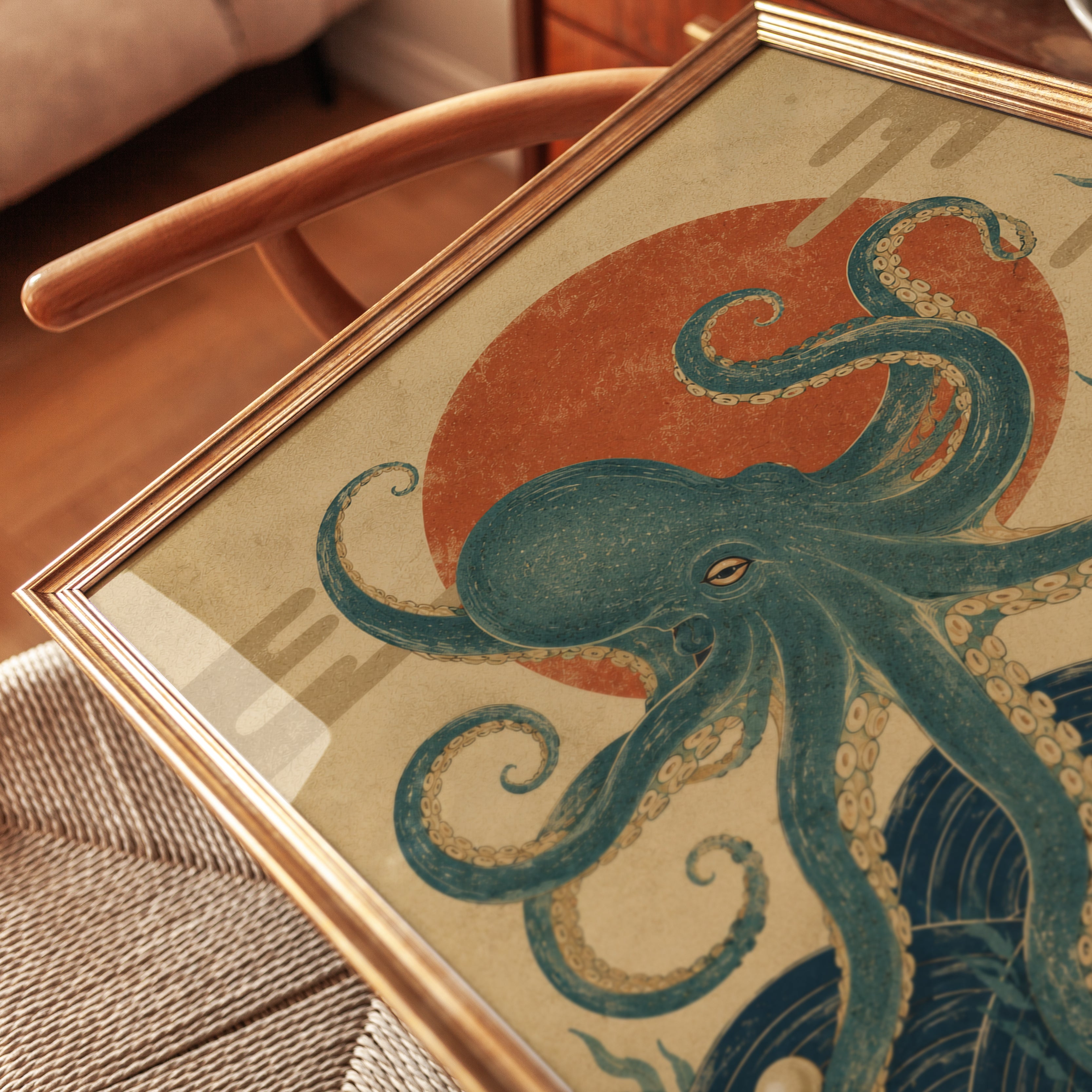 Vintage Japanese Octopus Print - detail