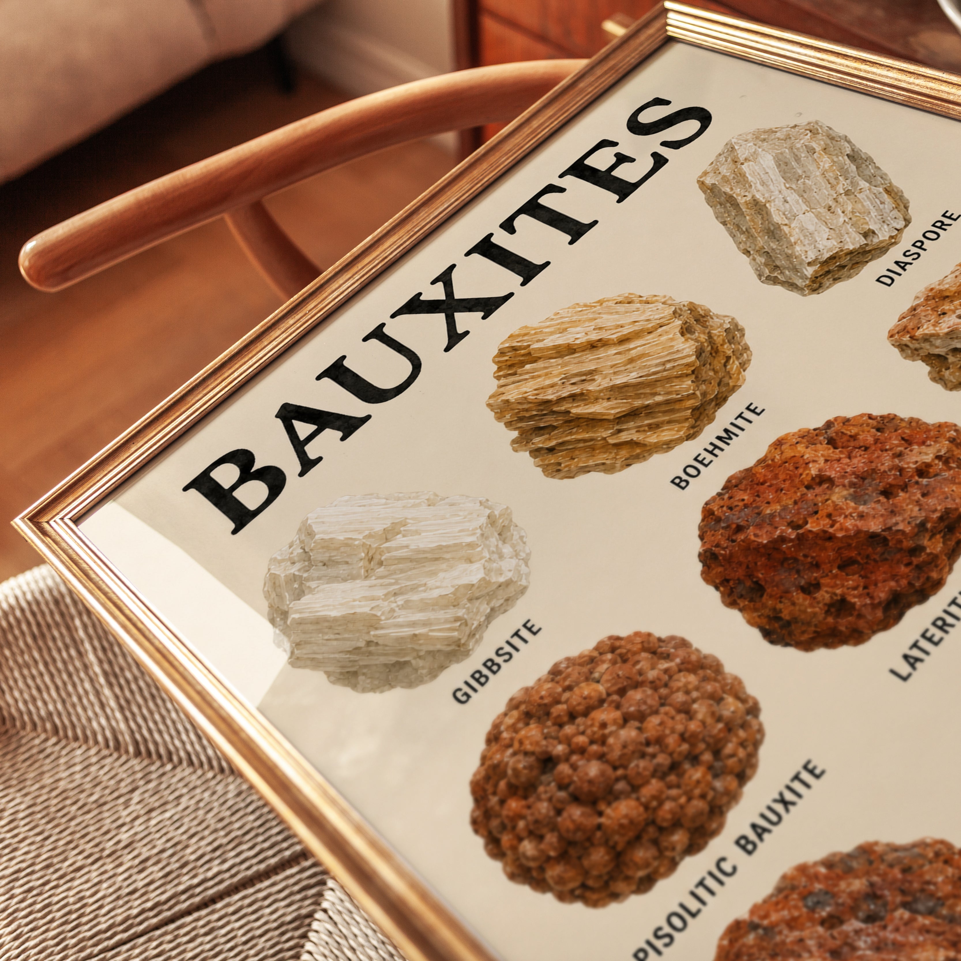 Bauxite Mineral Collection Poster: Vintage Educational Chart - detail